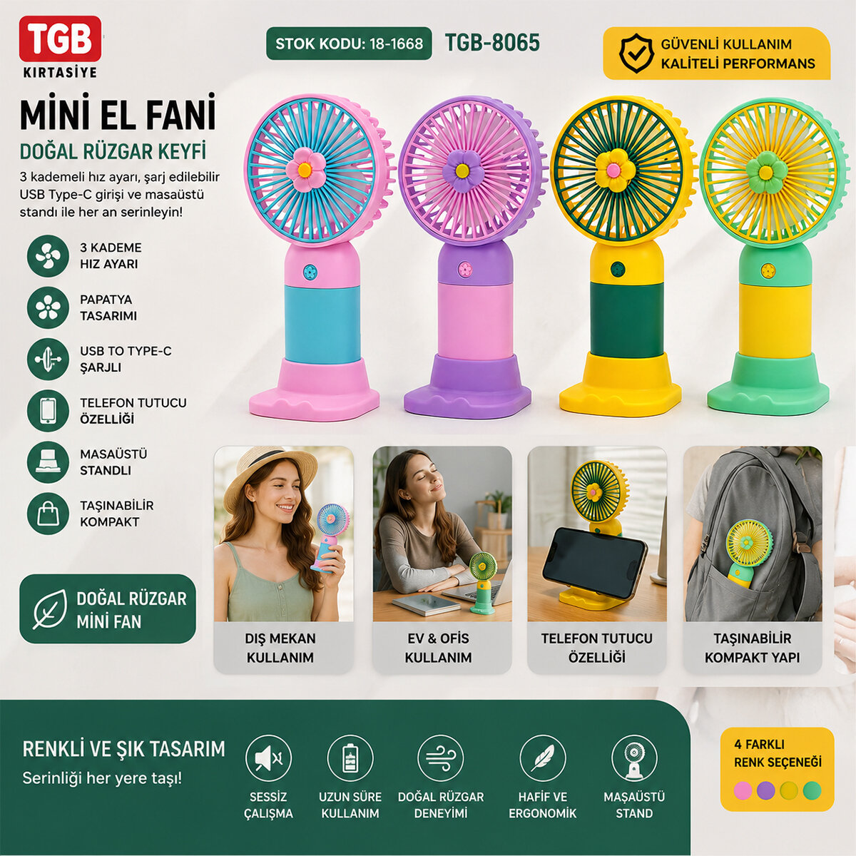 TGB-8065 MİNİ EL FANI ( USB TO TYPC-E ŞARJLI ) ( 3 KADEME HIZ AYAR) ( M.ÜSTÜ AYAKLI ) VANTİLATÖR RENKLİ*144 TGB-8065 MİNİ EL FANI ( USB TO TYPC-E ŞARJLI ) ( 3 KADEME HIZ AYAR) ( M.ÜSTÜ AYAKLI ) VANTİLATÖR RENKLİ*144