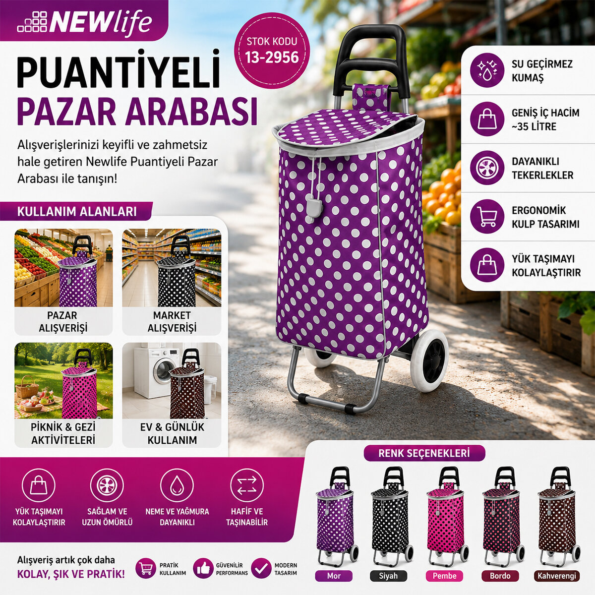 NEWLİFE MNC-205 ( PUANTİYELİ ) PAZAR ARABASI*10=K NEWLİFE MNC-205 ( PUANTİYELİ ) PAZAR ARABASI*10=K