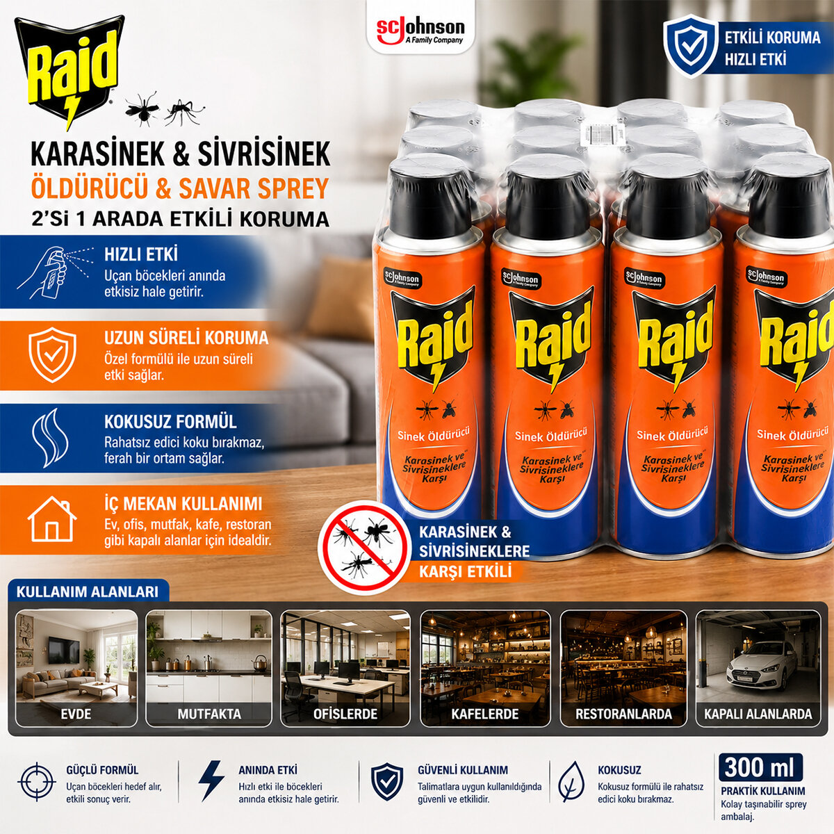 RAİD ( SPREY= KOKUSUZ ) KARASİNEK & SİVRİSİNEK ÖLDÜRÜCÜ & SAVAR İLAÇ SPREY ( 300ML )*12X4 RAİD ( SPREY= KOKUSUZ ) KARASİNEK & SİVRİSİNEK ÖLDÜRÜCÜ & SAVAR İLAÇ SPREY ( 300ML )*12X4