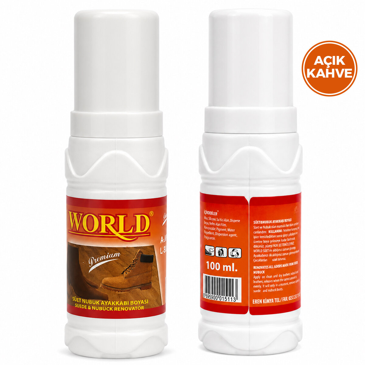 WORLD SÜET NUBUK LİKİT AÇIK KAHVE AYAKKABI BOYASI 100ML*12X8 WORLD SÜET NUBUK LİKİT AÇIK KAHVE AYAKKABI BOYASI 100ML*12X8