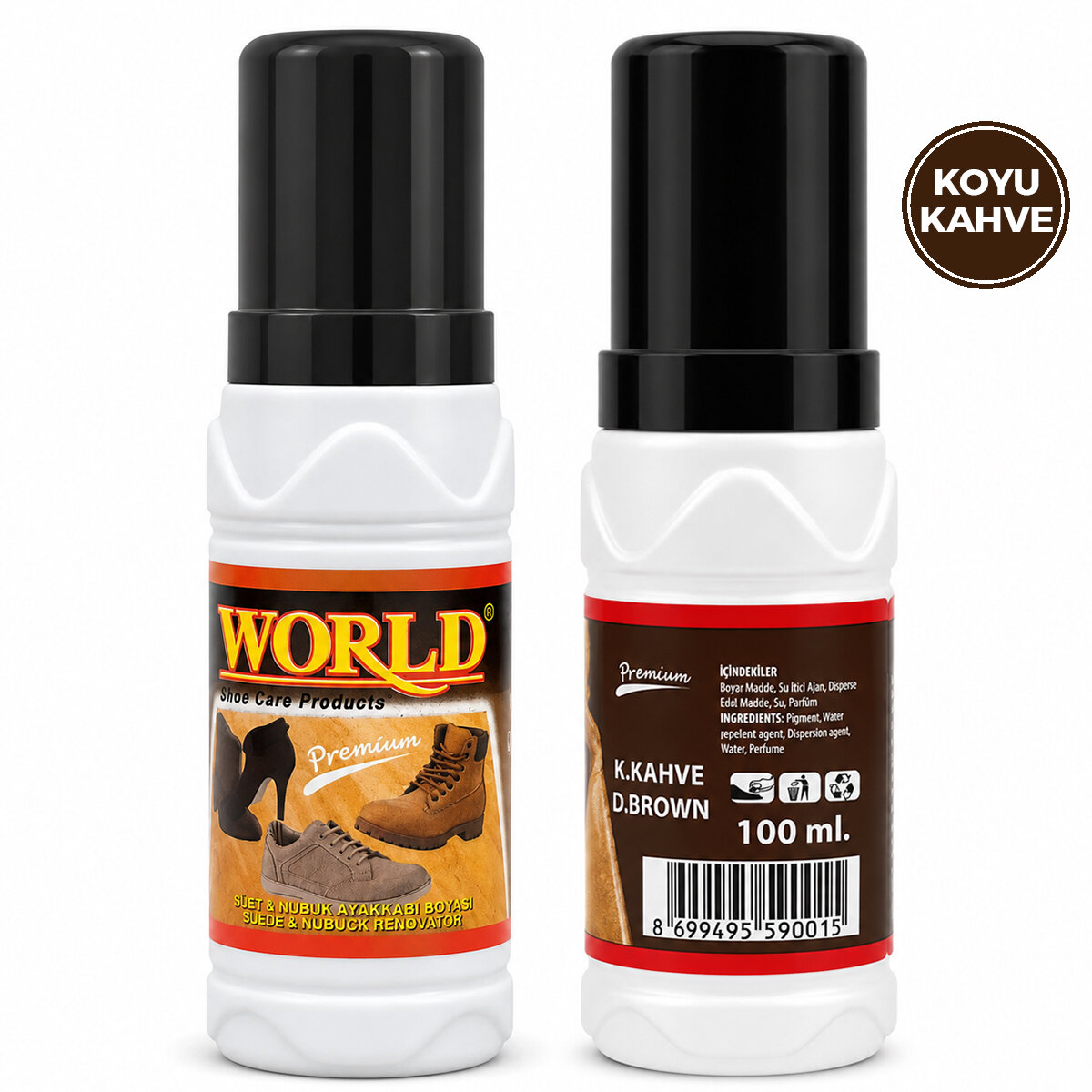 WORLD SÜET NUBUK LİKİT KOYU KAHVE AYAKKABI BOYASI 100ML*12X8 WORLD SÜET NUBUK LİKİT KOYU KAHVE AYAKKABI BOYASI 100ML*12X8