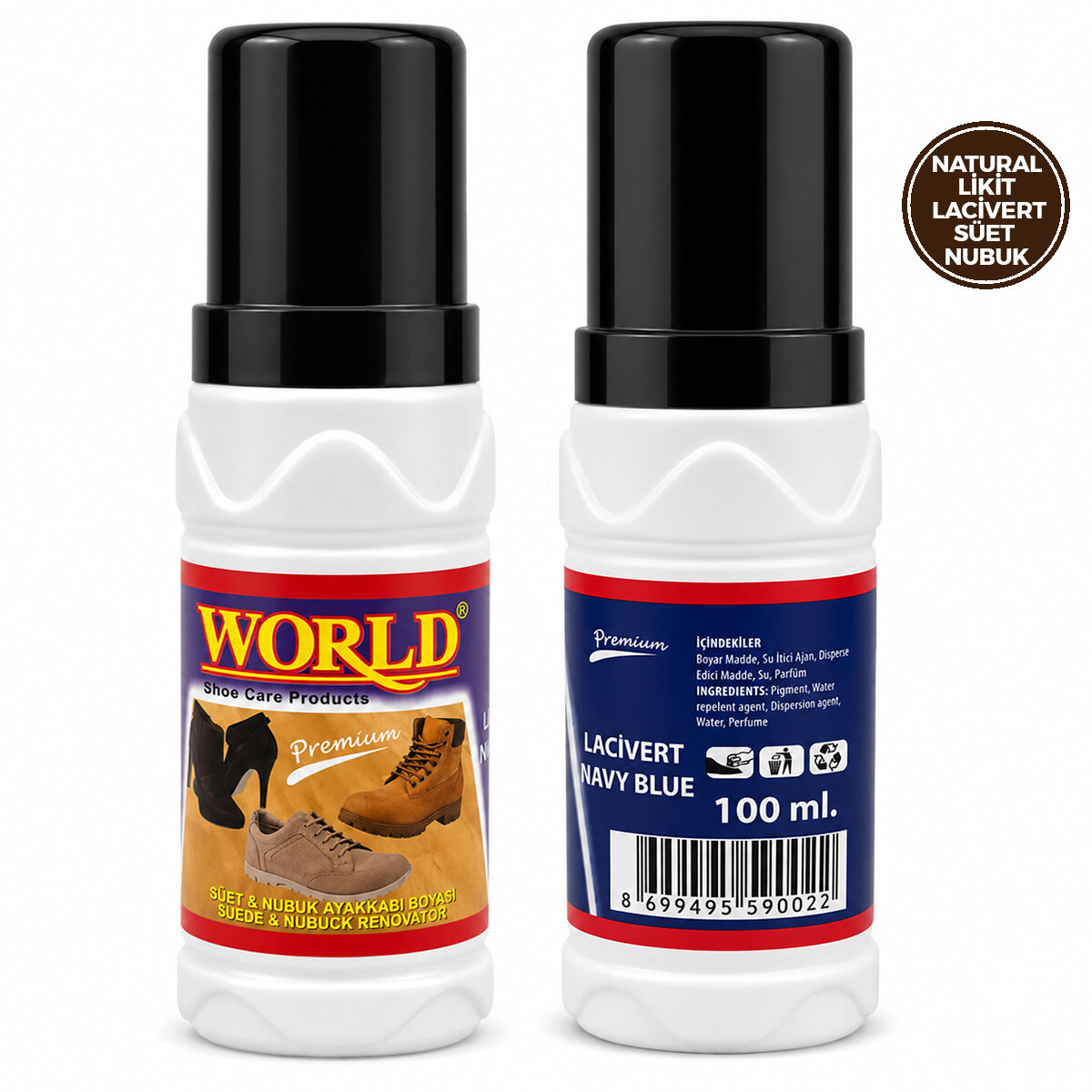 WORLD ( SÜET NUBUK ) ( LİKİT ) ( LACİVERT ) AYAKKABI BOYASI 100ML*12X8 WORLD ( SÜET NUBUK ) ( LİKİT ) ( LACİVERT ) AYAKKABI BOYASI 100ML*12X8