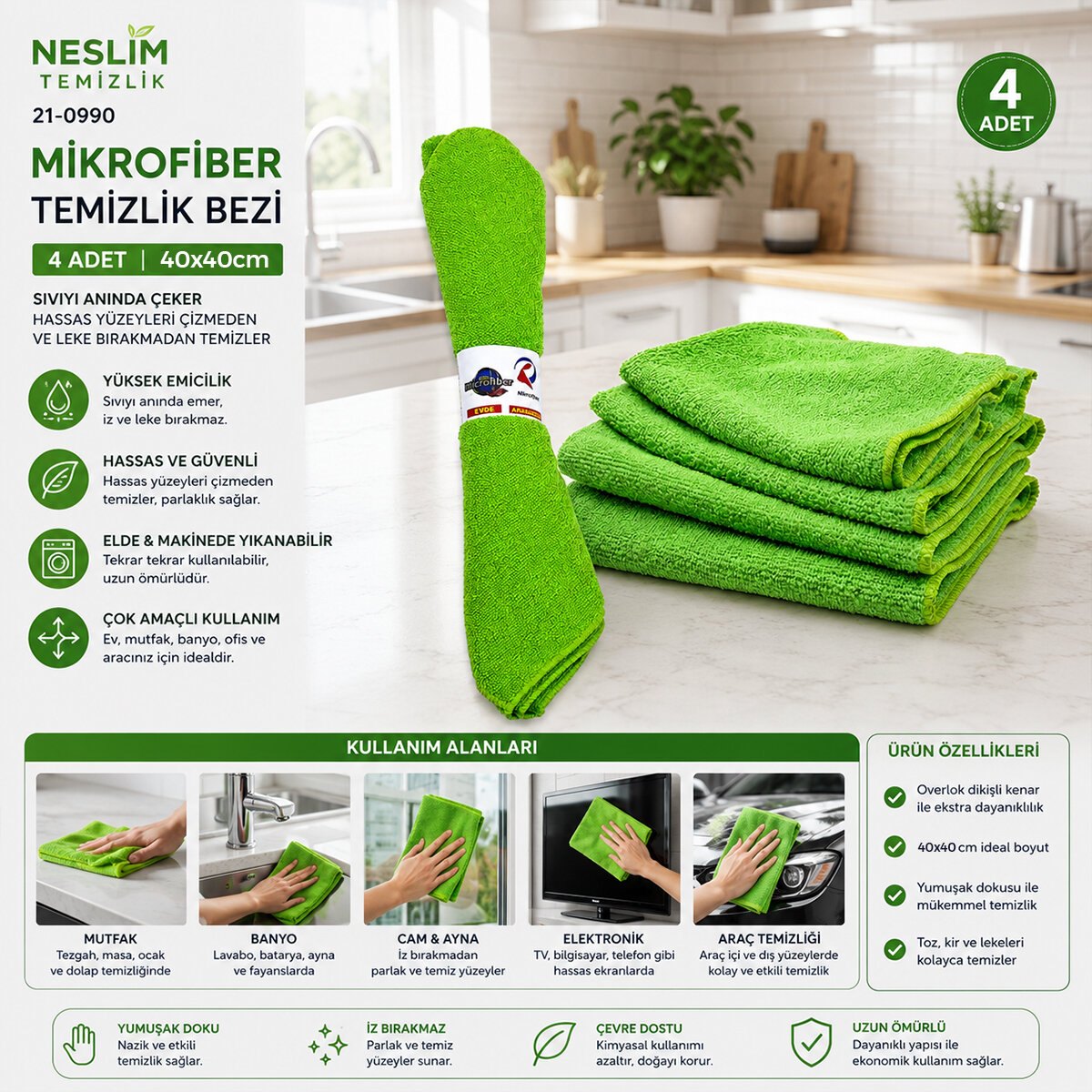 NESLİM TEMİZLİK ( OVERLOK ) ( 4PCS ) ( DÜRÜM & YUVARLAK SARIM ) (30X30CM ) MİKROFİBER TEMİZLİK BEZİ*100 NESLİM TEMİZLİK ( OVERLOK ) ( 4PCS ) ( DÜRÜM & YUVARLAK SARIM ) (30X30CM ) MİKROFİBER TEMİZLİK BEZİ*100