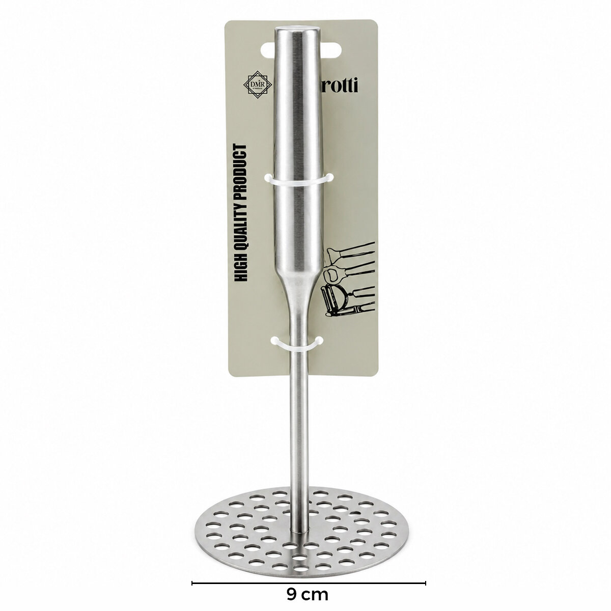 BAROTTİ DMR-10199 ( YUVARLAK ) ( ÇAP : 8CM ) ( METAL SAPLI = 11.5CM ) ( METAL ) PATATES EZİCİ ( TOPLAM UZUNLUK : 26.5CM )*144