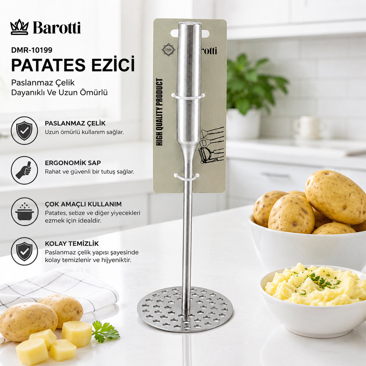 BAROTTİ DMR-10199 ( YUVARLAK ) ( ÇAP : 8CM ) ( METAL SAPLI = 11.5CM ) ( METAL ) PATATES EZİCİ ( TOPLAM UZUNLUK : 26.5CM )*144 BAROTTİ DMR-10199 ( YUVARLAK ) ( ÇAP : 8CM ) ( METAL SAPLI = 11.5CM ) ( METAL ) PATATES EZİCİ ( TOPLAM UZUNLUK : 26.5CM )*144