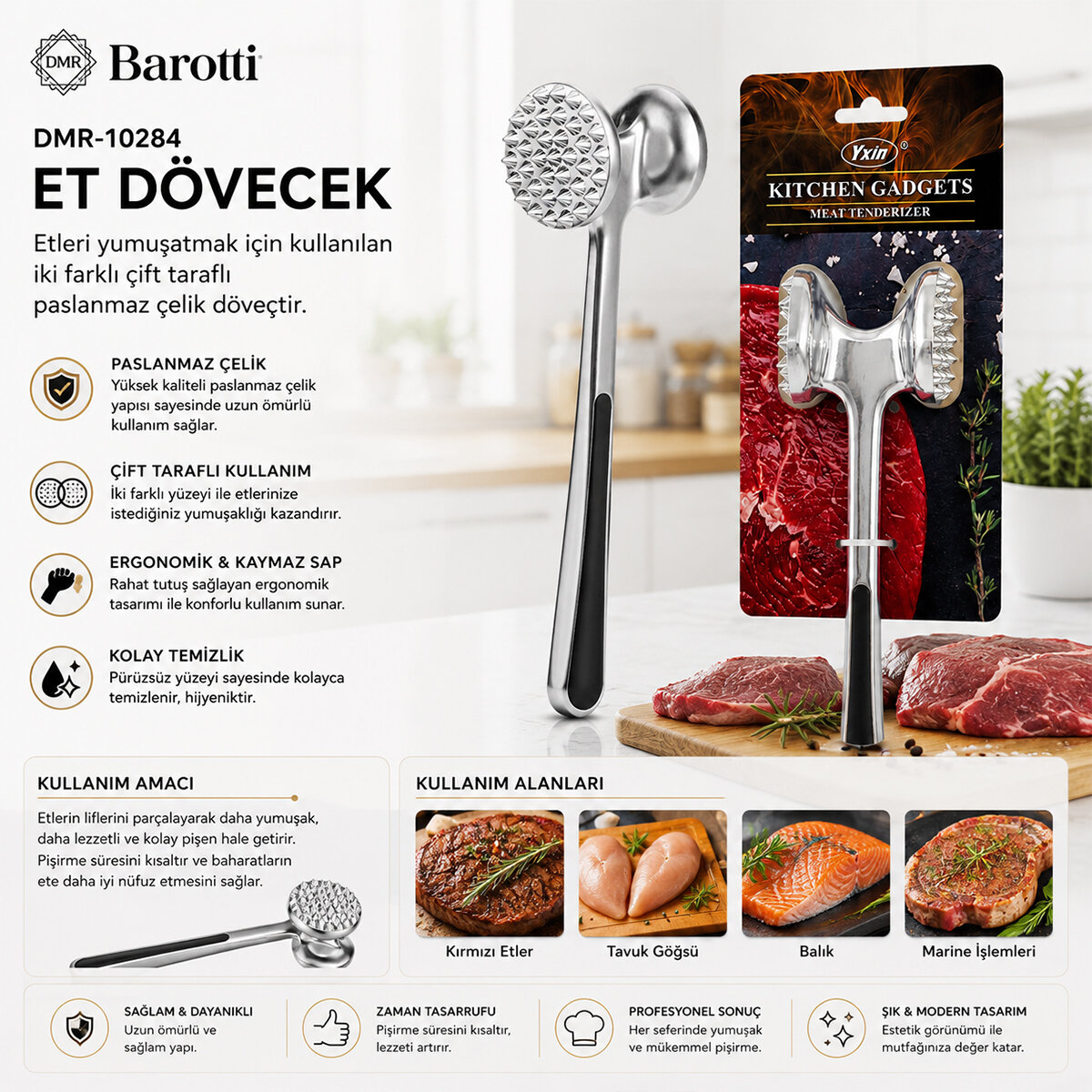 BAROTTİ DMR-10284 ( ÇİFT BAŞLI & KOMPLE METAL ) ( PASLANMAZ ÇELİK ) ET DÖVECEK*72 BAROTTİ DMR-10284 ( ÇİFT BAŞLI & KOMPLE METAL ) ( PASLANMAZ ÇELİK ) ET DÖVECEK*72