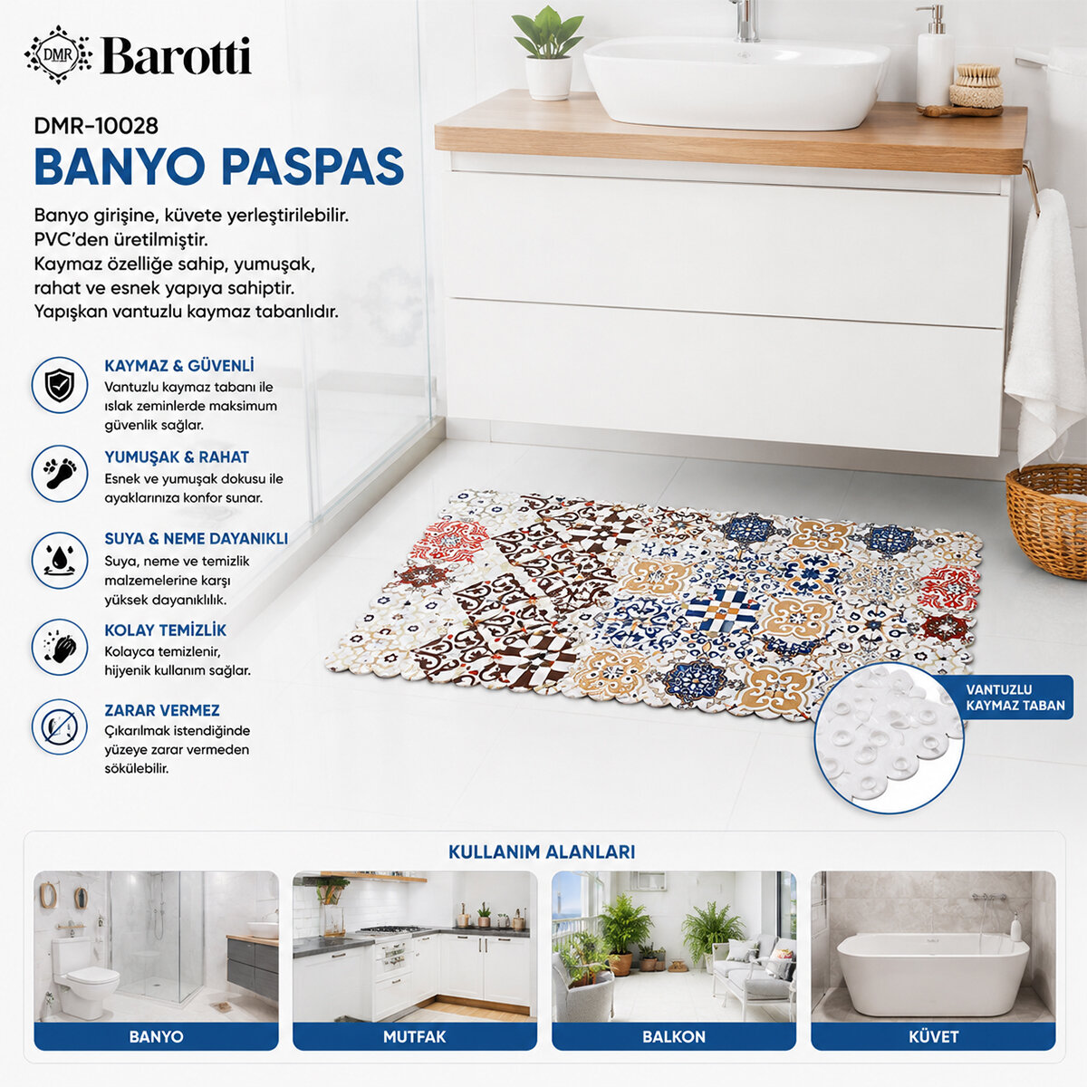 BAROTTİ DMR-10028 ( DİKDÖRTGEN ) ( DESENLİ ) ( 70 X 34 CM ) ( SU EMİCİ & SİHİRLİ ) KAYDIRMAZ BANYO & KÜVET PASPAS*60 BAROTTİ DMR-10028 ( DİKDÖRTGEN ) ( DESENLİ ) ( 70 X 34 CM ) ( SU EMİCİ & SİHİRLİ ) KAYDIRMAZ BANYO & KÜVET PASPAS*60