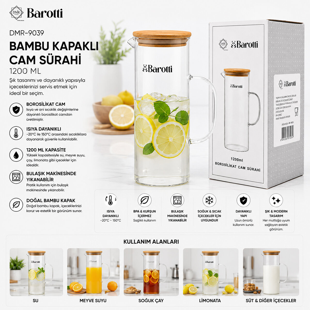 BAROTTİ DMR-9039 ( BAMBU KAPAKLI ) CAM SÜRAHİ & BOROSİLİKAT ( 1200ML )*12=K BAROTTİ DMR-9039 ( BAMBU KAPAKLI ) CAM SÜRAHİ & BOROSİLİKAT ( 1200ML )*12=K