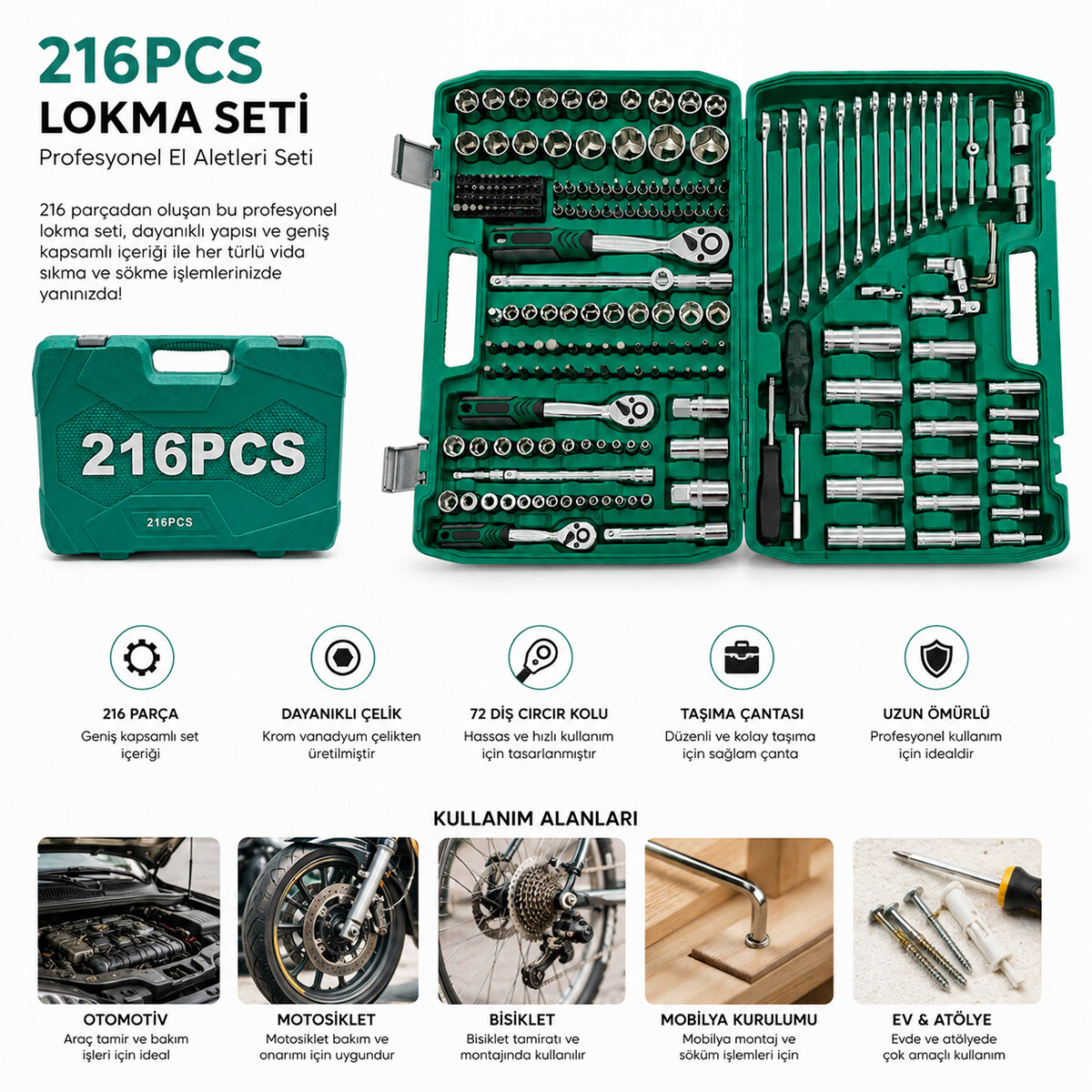 TOOLS MAN ( 216PCS ) LOKMA SETİ ( LOKMA & SOKET & BİTS ADAPTÖR & 3AD.CIRCIR KOLU ) ( PLASTİK ÇANTALI )*4 TOOLS MAN ( 216PCS ) LOKMA SETİ ( LOKMA & SOKET & BİTS ADAPTÖR & 3AD.CIRCIR KOLU ) ( PLASTİK ÇANTALI )*4