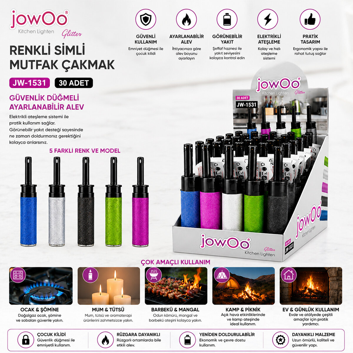 JOWOO JW-1531 ( RENKLİ & SİMLİ ) OCAK MUTFAK ÇAKMAK*30X20 JOWOO JW-1531 ( RENKLİ & SİMLİ ) OCAK MUTFAK ÇAKMAK*30X20