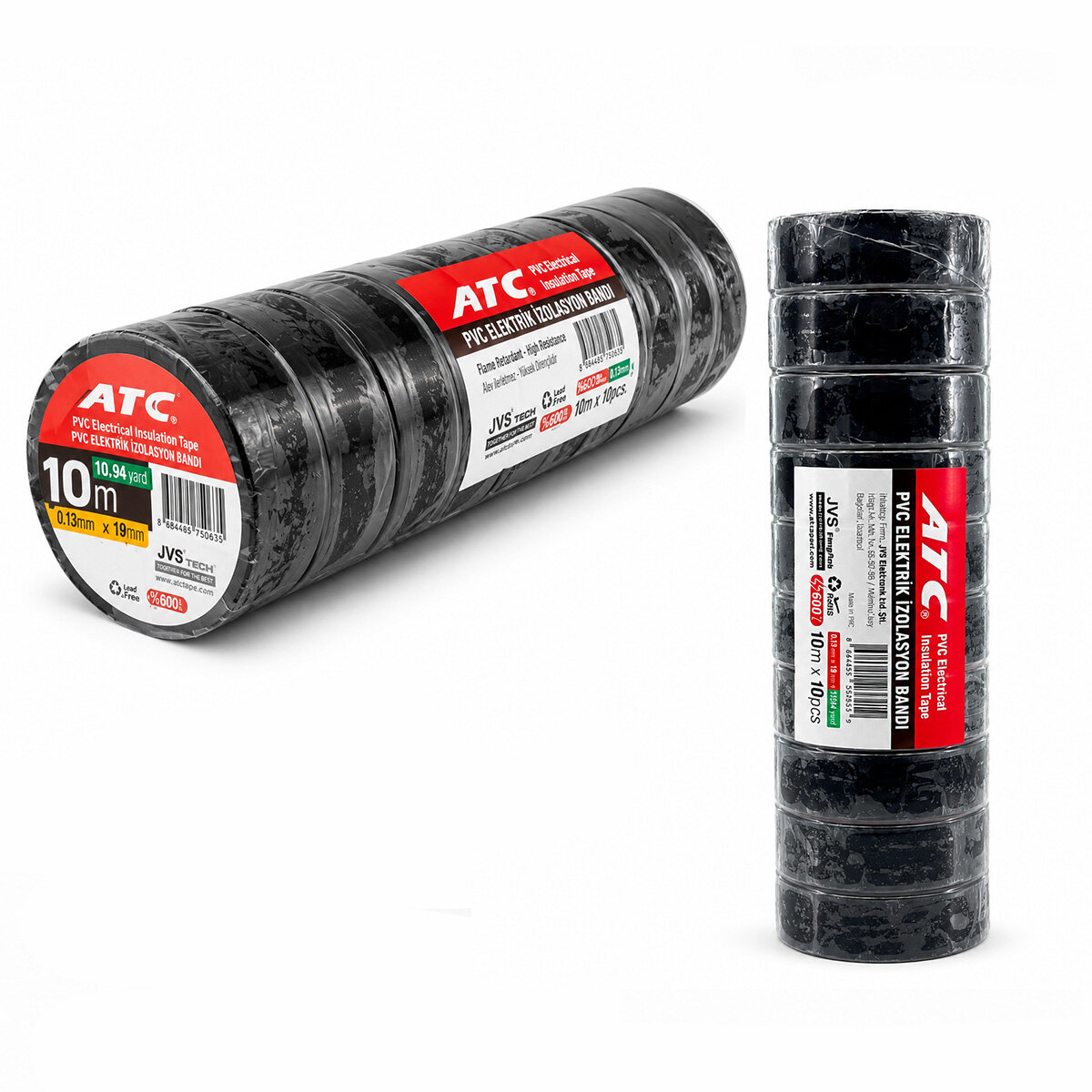 ATC ( LÜX ) ( SİYAH ) PVC İZOLASYON ELEKTRİK BANDI ( 0.13X19X11YDS ) ( 10MM )*10X50