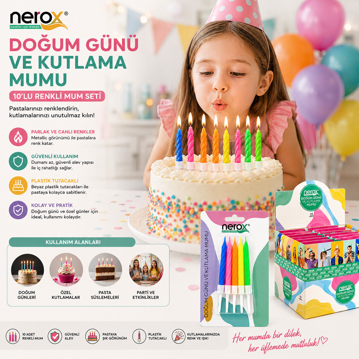 NEROX NRX-3013 ( 10PCS ) ( RENKLİ ) ( SÜS ) DOĞUM GÜNÜ MUMU ( BEYAZ PLASTİK TUTACAK )*24X20 NEROX NRX-3013 ( 10PCS ) ( RENKLİ ) ( SÜS ) DOĞUM GÜNÜ MUMU ( BEYAZ PLASTİK TUTACAK )*24X20