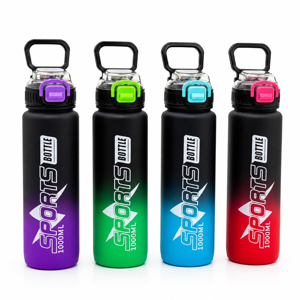 YAKUT-14060 ( ÇİFT RENKLİ & TUTMALI ) ( PLASTİK & PİPETLİ ) SPOR MATARA ( SULUK ) ( 1000ML )*80