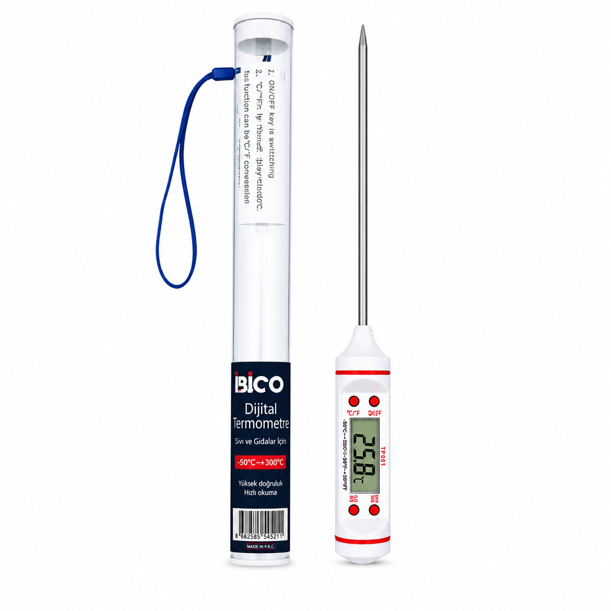 İBİCO İ11-004 DİGİTAL THERMOMETER TP-101 ( DİJİTAL ) MUTFAK ( GIDA TERMOMETRESİ ) ( ÇUBUK ŞİŞ ) ( -50 °C & +300°C )*10X20