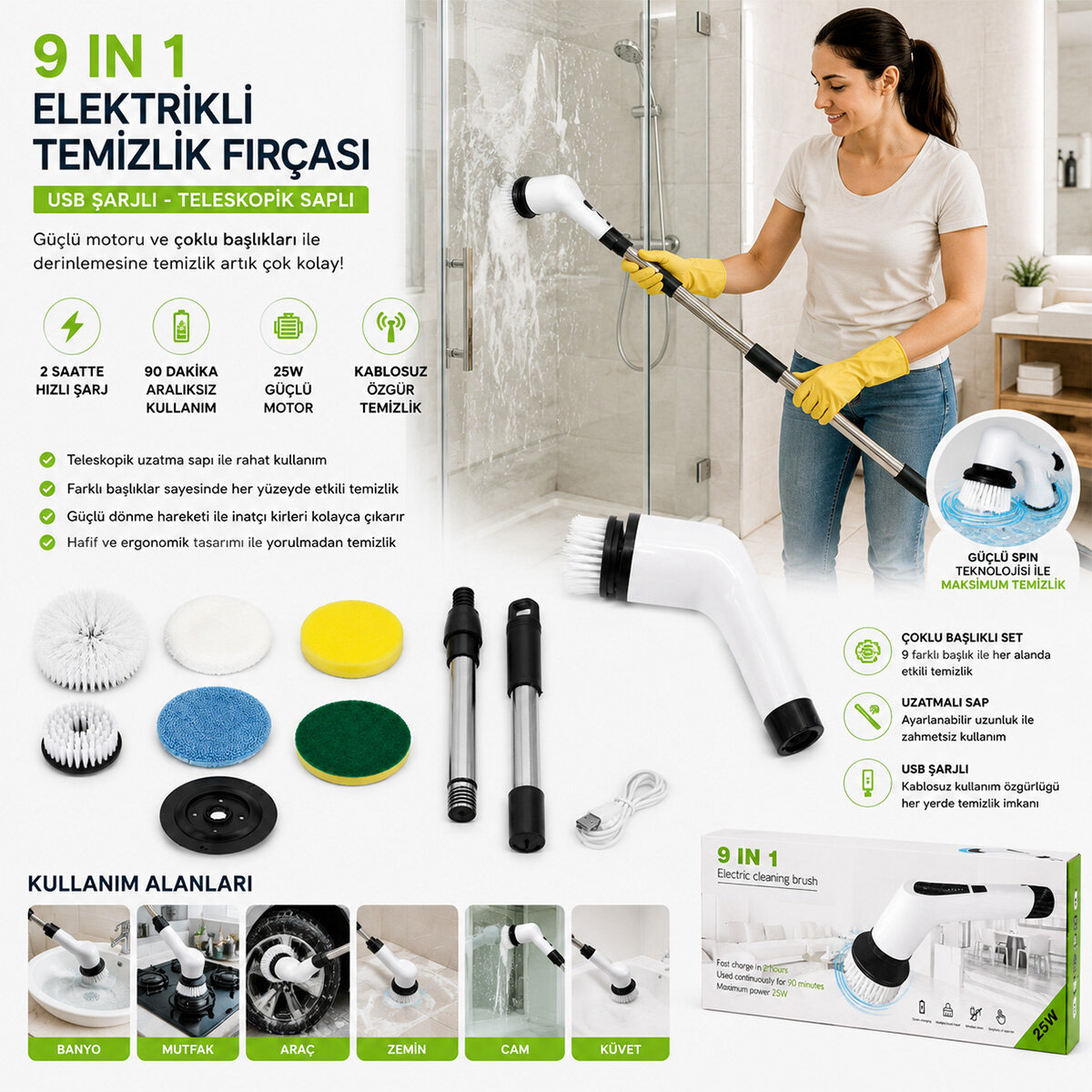 TECH RZG-2026 ( 9IN1 ) ( 25W & KABLOSUZ & HIZLI ŞARJ ) ELEKTRİKLİ ŞARJLI TEMİZLİK FIRÇASI*24 TECH RZG-2026 ( 9IN1 ) ( 25W & KABLOSUZ & HIZLI ŞARJ ) ELEKTRİKLİ ŞARJLI TEMİZLİK FIRÇASI*24