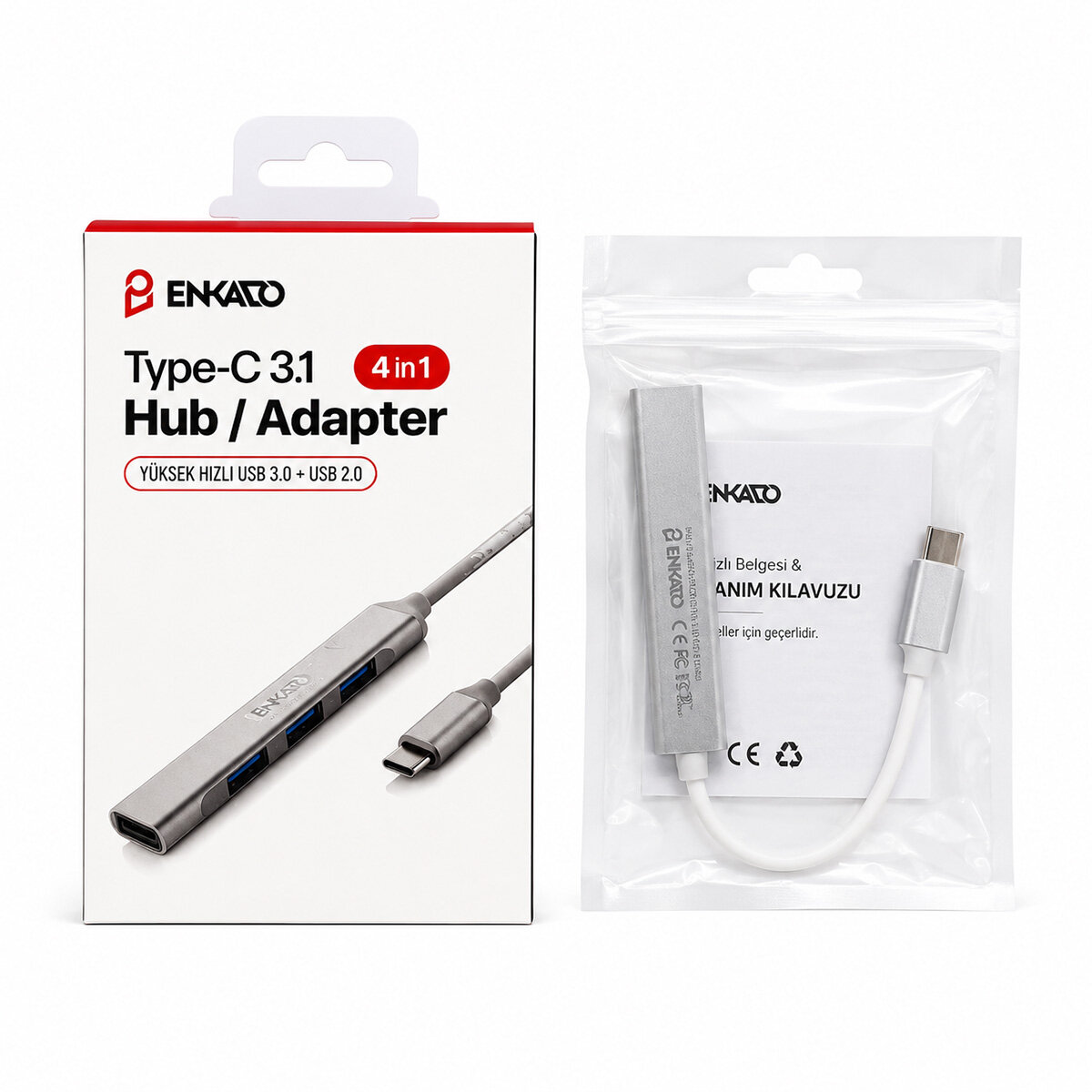 ENKADO EKD-TP50 ( TYPE-C 3.1 GİRİŞ ) ( 4IN1 ) USB ÇOĞALTICI ( 4 ANAHTARLI PORT & HI-SPEED ) ( USB 3.0 & USB 2.0) HUB ADAPTÖR *50