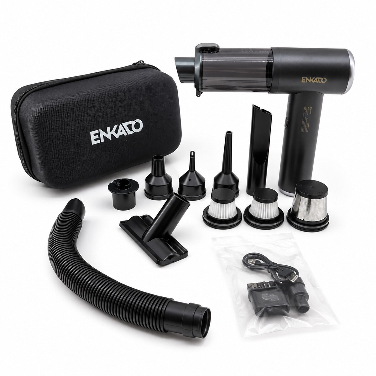 ENKADO EKD-SP10 ( OTO ARAÇ & 2IN1 ) ( ŞARJLI ) ( 100W & 17000PA ) ( 9 BAŞLIK & 3 FİLTRE ) EL TİPİ BASINÇLI HAVA ÜFLEME & ARAÇ SÜPÜRGE MAKİNESİ ( TAŞIMA ÇANTALI )*24