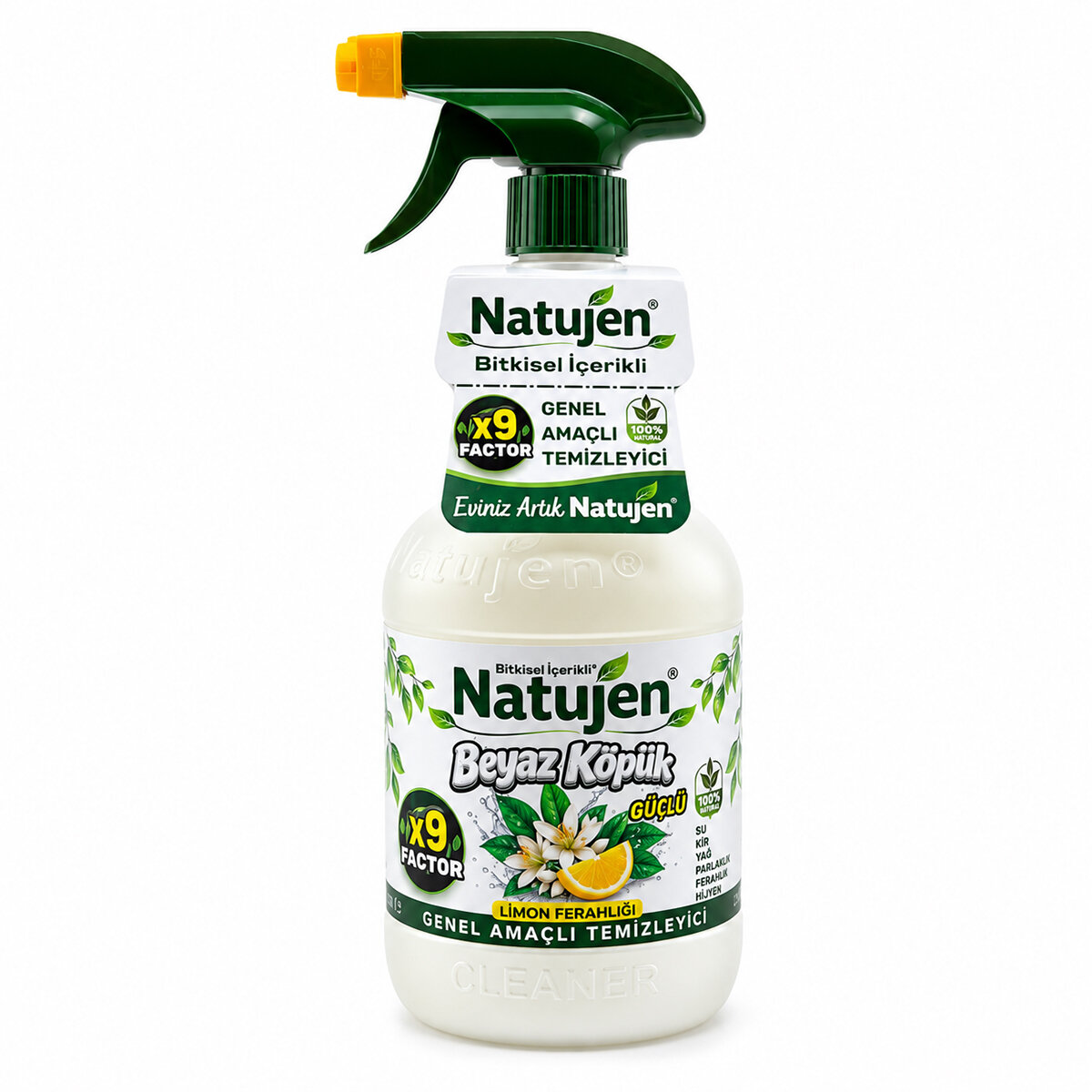 SGS NATUJEN N-101 ( LİMON FERAHLIĞI & X9 FACTOR ) BİTKİSEL İÇERİKLİ GENEL AMAÇLI TEMİZLEYİCİ ( BEYAZ KÖPÜK GÜCÜ & 1000ML )*12=K