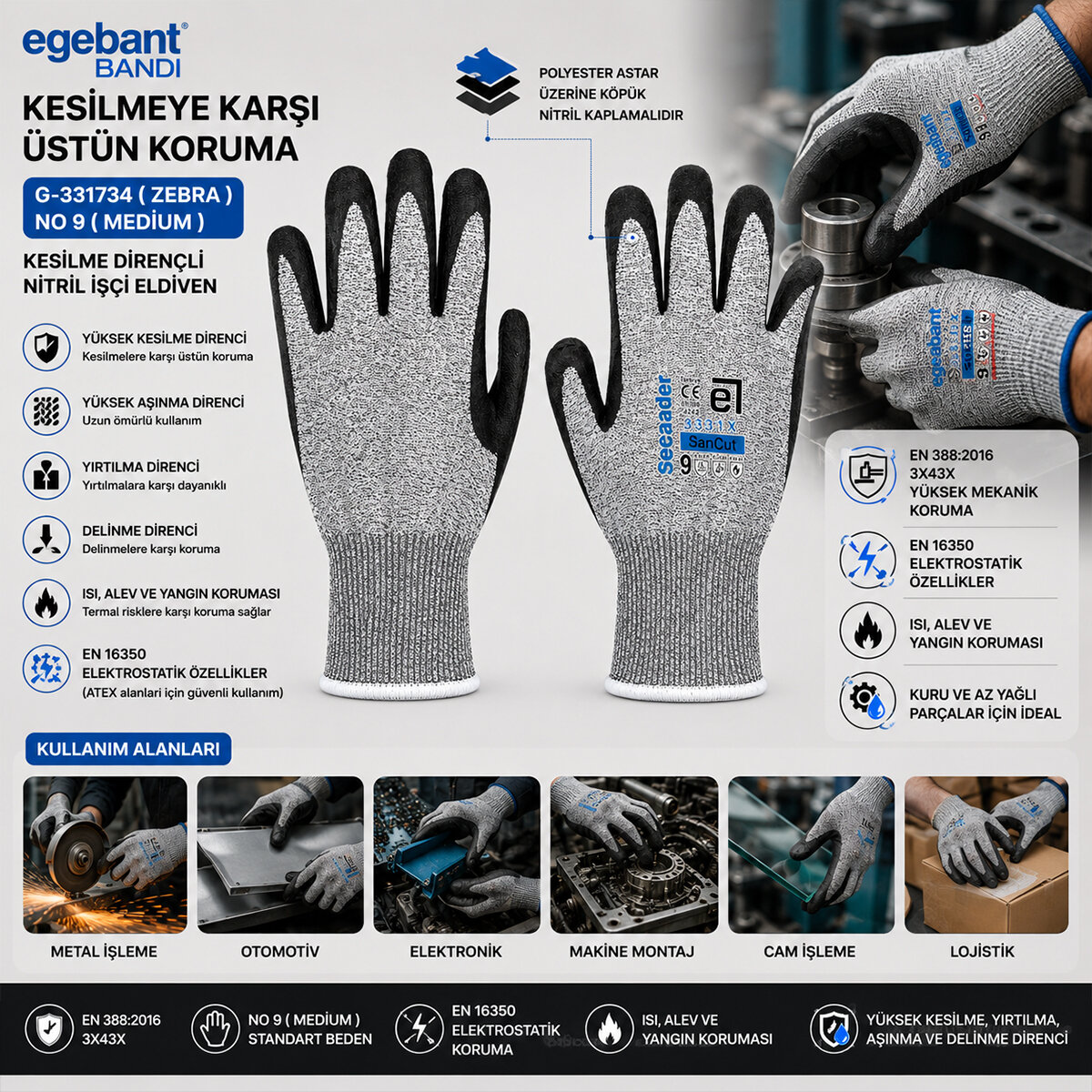 EGEBANT G-331734 ( ZEBRA ) ( NO 9 ) ( MEDİUM ) ( KESİLME DİRENÇLİ ) NİTRİL İŞÇİ ELDİVEN ( BANDI )*10X6 EGEBANT G-331734 ( ZEBRA ) ( NO 9 ) ( MEDİUM ) ( KESİLME DİRENÇLİ ) NİTRİL İŞÇİ ELDİVEN ( BANDI )*10X6