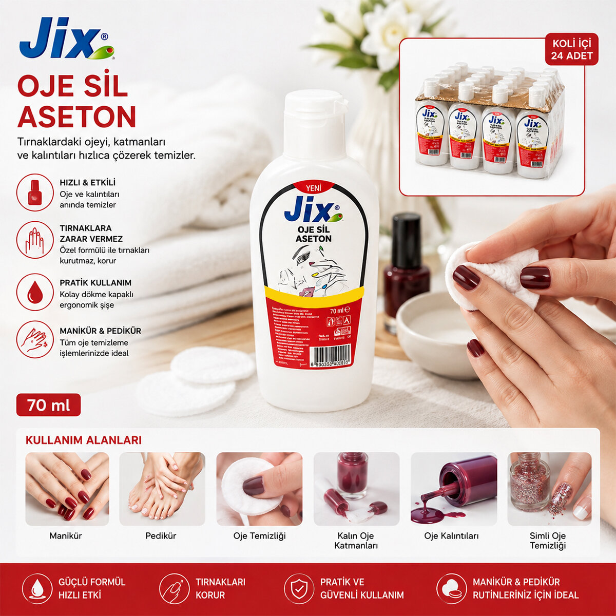 JİX OJE SİL ASETON ( 70ML )*24X12 JİX OJE SİL ASETON ( 70ML )*24X12