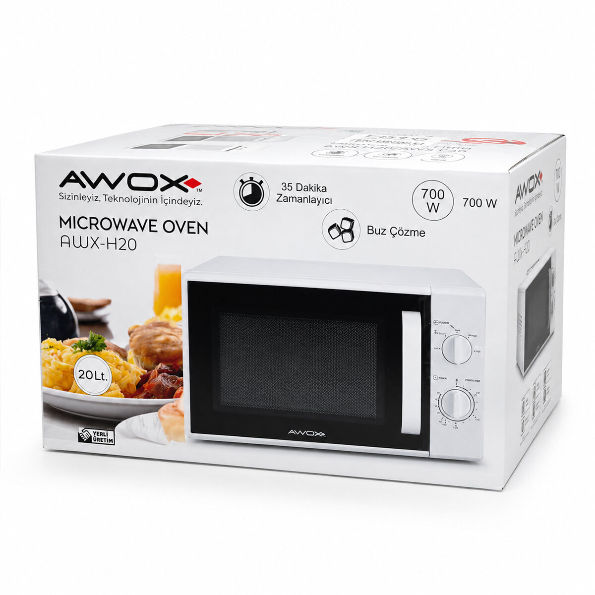 AWOX P20 ( BEYAZ ) ( 5 GÜÇ KADEMESİ & MODERN ÖN PANEL ) ( BEYAZ ) MİKRODALGA FIRIN ( BUZ ÇÖZME ÖZELLİĞİ ) ( 20LT & 700W )*1