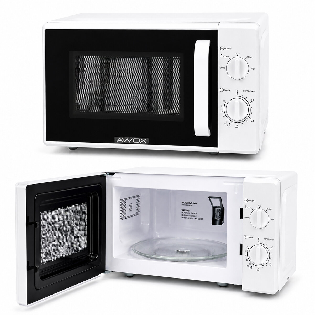 AWOX H20 ( BEYAZ ) ( 5 GÜÇ KADEMESİ & KLASİK ÖN PANEL ) ( BEYAZ ) MİKRODALGA FIRIN ( BUZ ÇÖZME ÖZELLİĞİ ) ( 20LT & 700W )*1