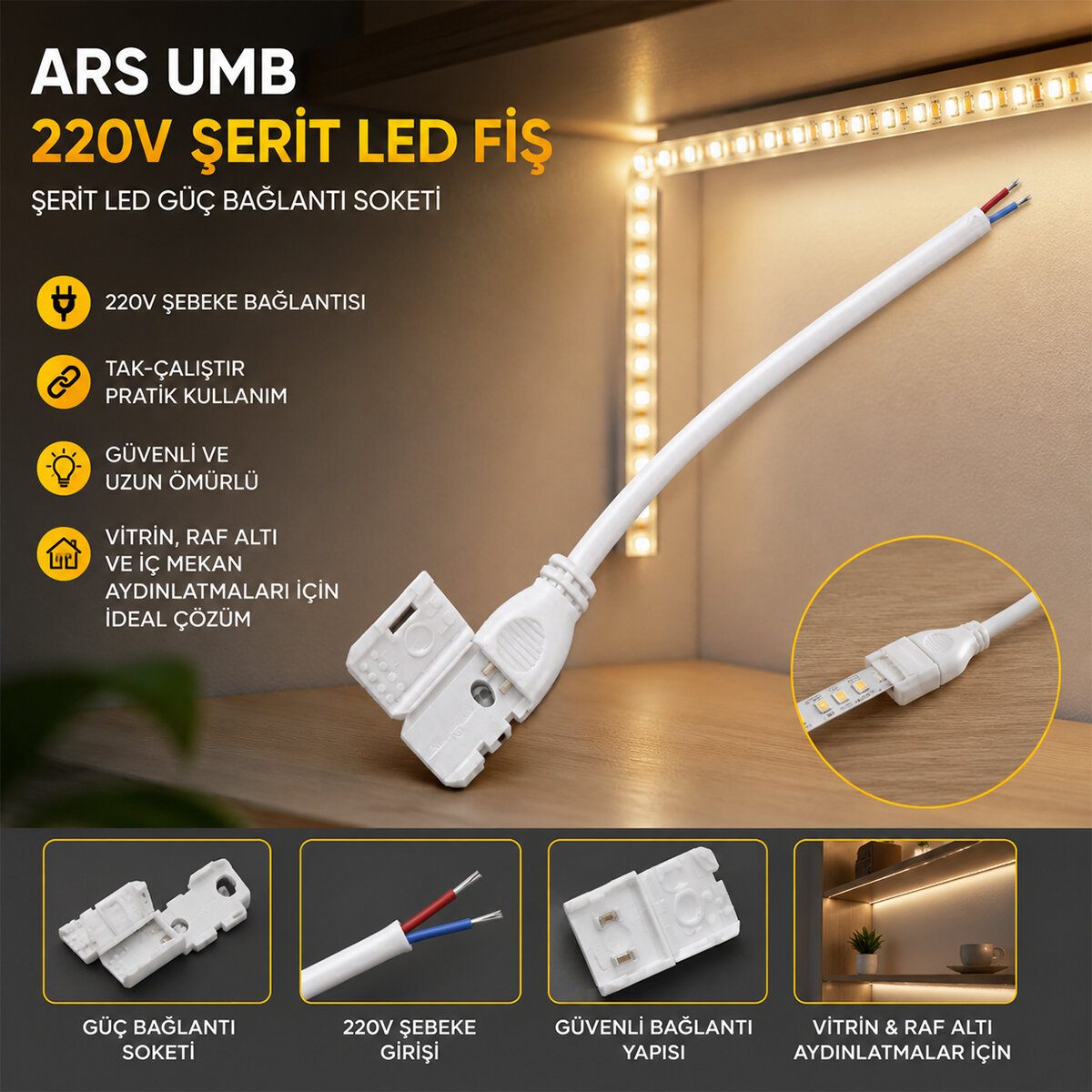 ARS UMB 220 V ŞERİT LED FİŞ*50X1