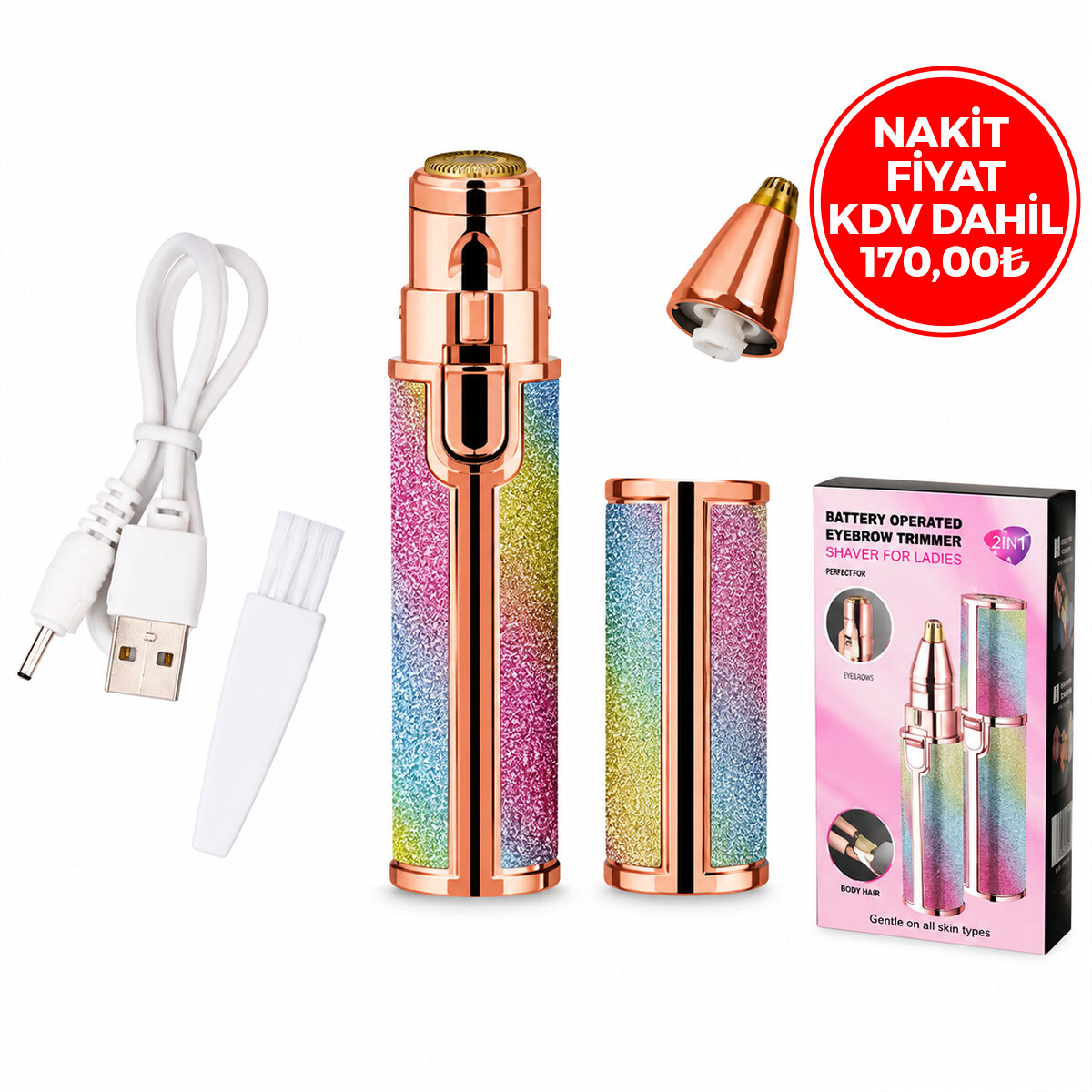 BATTERY OPERATED K-13 HX-203A-B ( 2IN1 BAŞLI & SİMLİ & RUJ MODEL & USB ŞARJLI ) YANAK & BURUN KIL TÜY ALMA MAKİNESİ*120                     qwe05