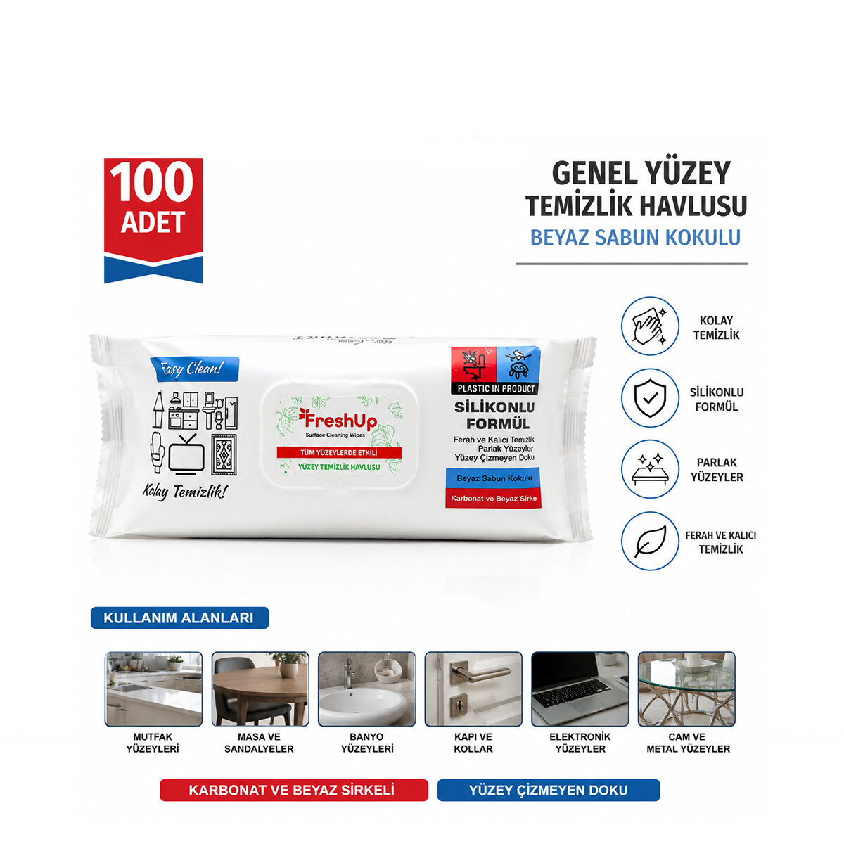 FRESHUP ( 100PCS ) ( GENEL YÜZEY TEMİZLİK HAVLUSU & BEYAZ SABUN KOKULU ) ISLAK MENDİL*12=K FRESHUP ( 100PCS ) ( GENEL YÜZEY TEMİZLİK HAVLUSU & BEYAZ SABUN KOKULU ) ISLAK MENDİL*12=K