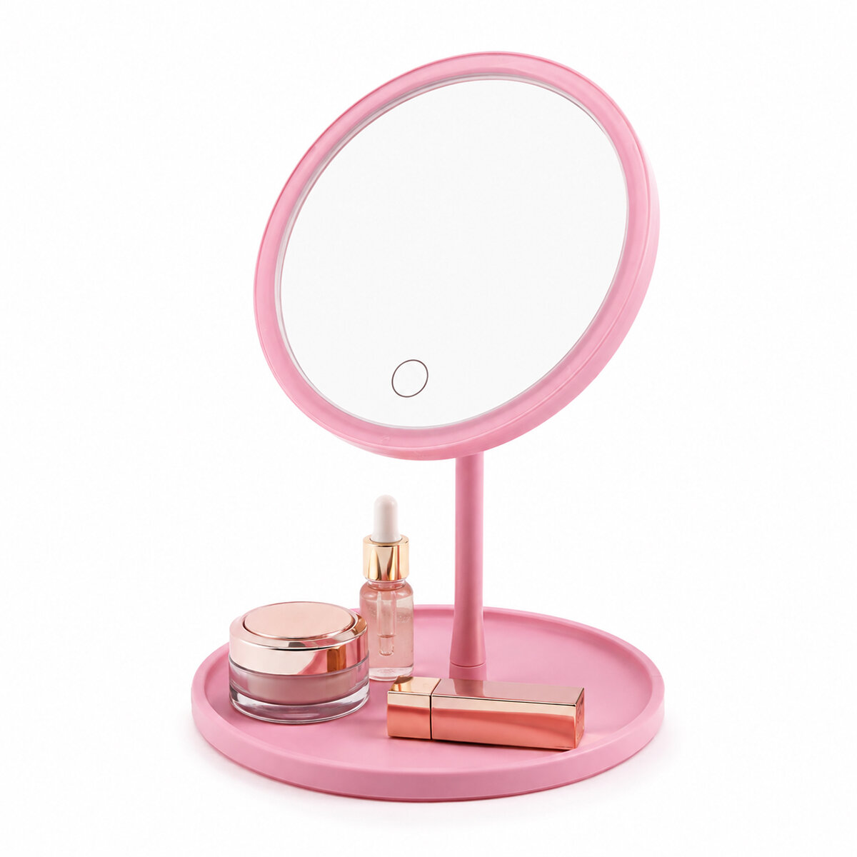 BAROTTİ DMR-9050 ( YUVARLAK  ) ( USB ŞARJLI ) ( 3 KADEME ) DOKUNMATİK LED MAKYAJ AYNASI (17.5CM&17.5CM) (360°) (RENKLİ PLS.) (TAKILIK SEPETLİ=17X17CM AYAK=15CM)*60