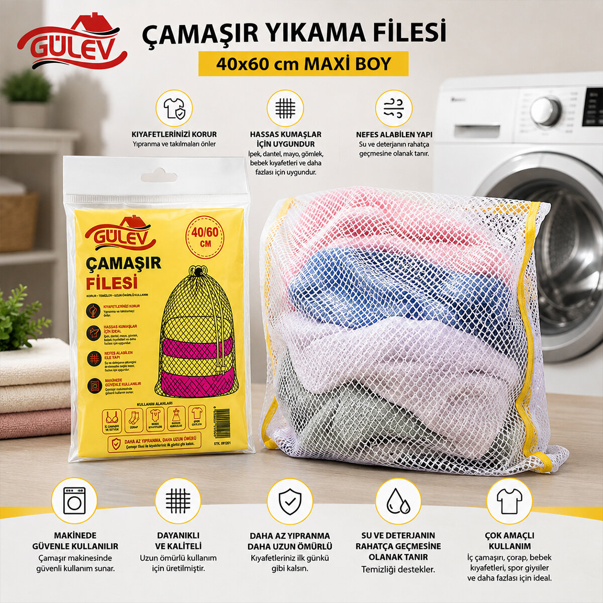 GÜLEV ( MAXİ ) ( 40X60CM ) ÇAMAŞIR YIKAMA FİLESİ*30X1 GÜLEV ( MAXİ ) ( 40X60CM ) ÇAMAŞIR YIKAMA FİLESİ*30X1
