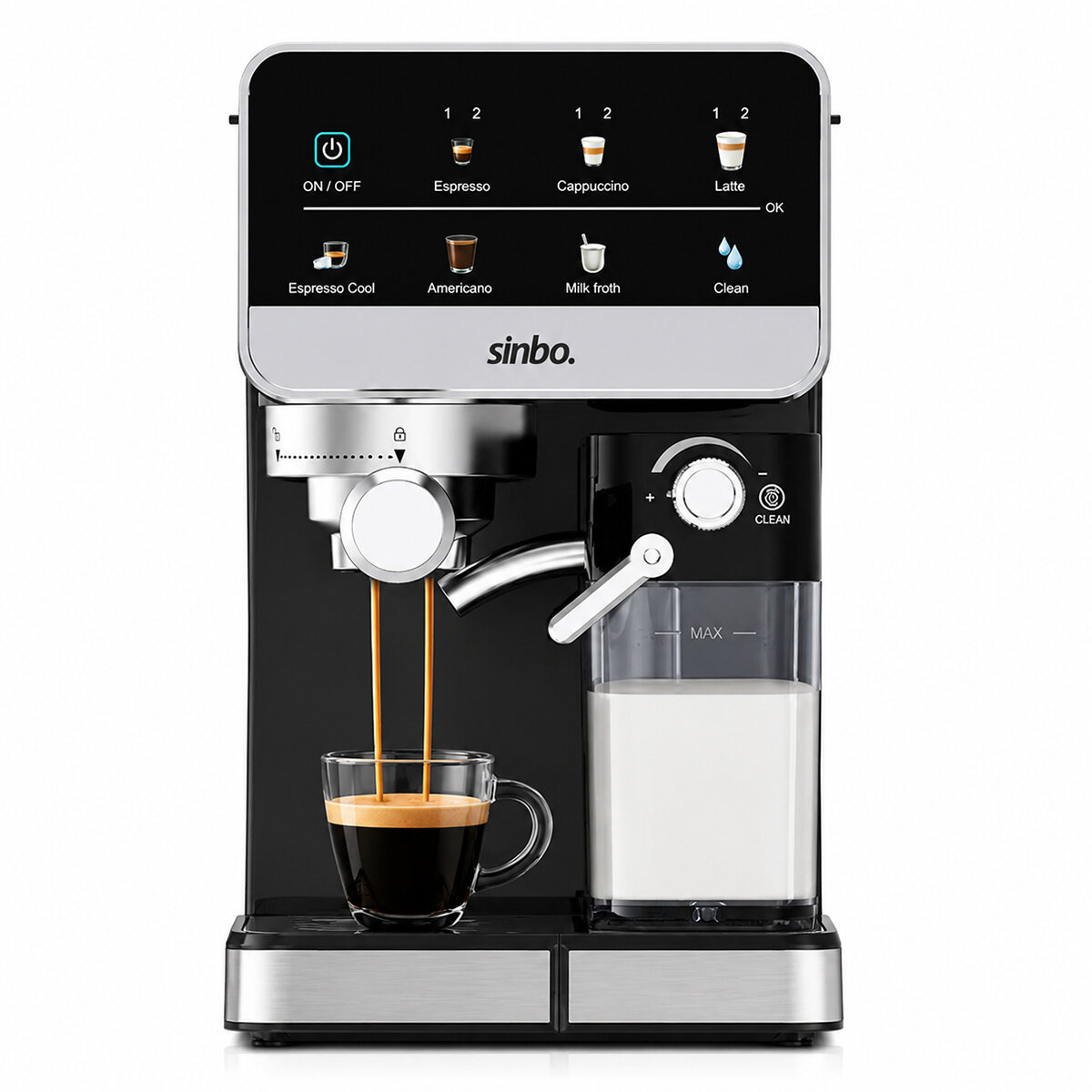 SİNBO SCM-2996 PRO ( SİYAH ) ESPRESSO KAHVE MAKİNESİ ( 6 FARKLI KAHVE ) ( 1.5LT SU HAZNE & 500ML SÜT HAZNE )*1