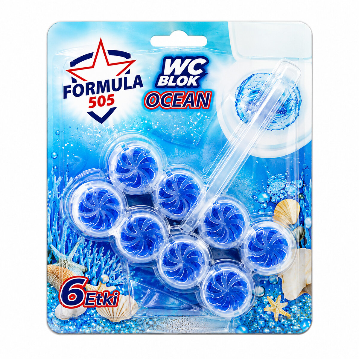 FORMULA 505 (OCEAN) (4LÜ X 2PCS) (WC BLOK) (6ETKİ=KİREÇ ÖNLEYİCİ& HOŞ KOKU& KİR GİDER& KÖPÜK& PARLAKLIK) (4 HAFTA) (100GR)*12=K FORMULA 505 (OCEAN) (4LÜ X 2PCS) (WC BLOK) (6ETKİ=KİREÇ ÖNLEYİCİ& HOŞ KOKU& KİR GİDER& KÖPÜK& PARLAKLIK) (4 HAFTA) (100GR)*12=K