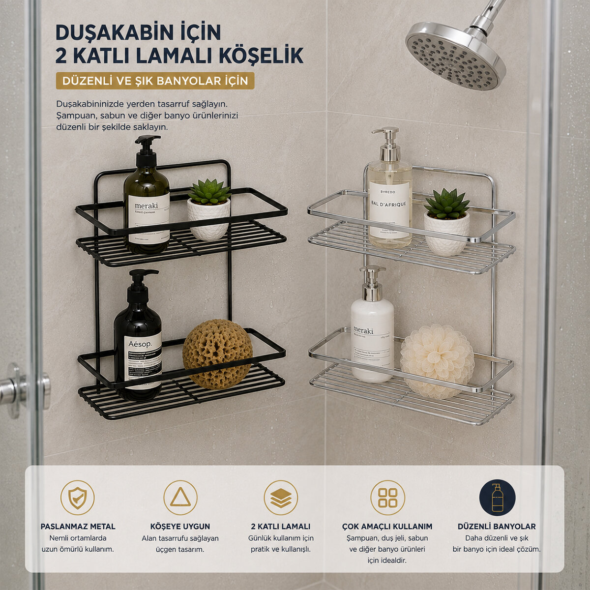 LEVA HOUSE LŞO-2 ( LAMALI ) ( 2 KATLI & DİKDÖRTGEN ) ( SİYAH ) ( METAL ) BANYO KÖŞELİK & DUŞKABİN RAF & ŞAMPUANLIK*12 LEVA HOUSE LŞO-2 ( LAMALI ) ( 2 KATLI & DİKDÖRTGEN ) ( SİYAH ) ( METAL ) BANYO KÖŞELİK & DUŞKABİN RAF & ŞAMPUANLIK*12