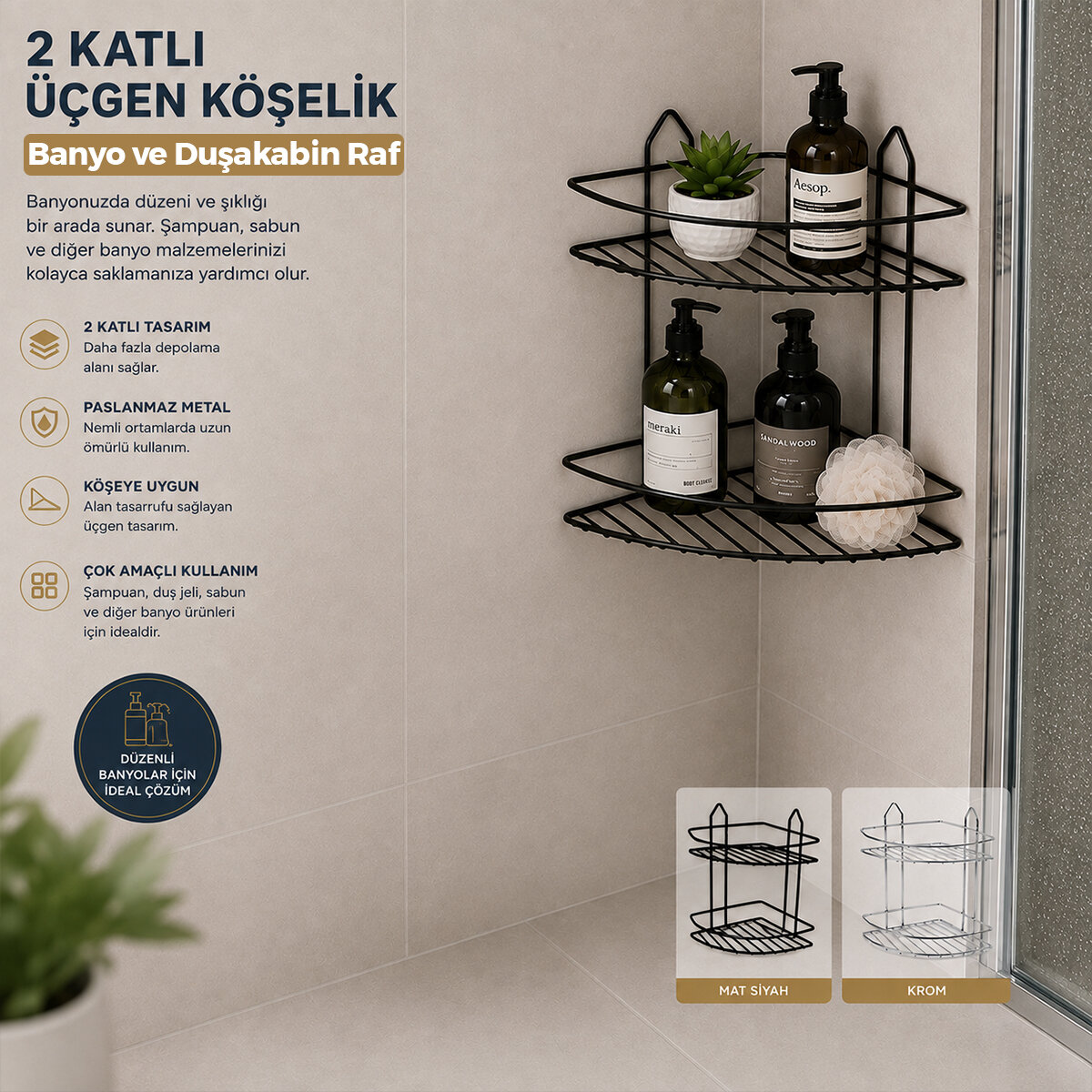 LEVA HOUSE EKO-2 ( 2 KATLI & ÜÇGEN ) ( SİYAH ) ( METAL ) BANYO KÖŞELİK & DUŞKABİN RAF*12 LEVA HOUSE EKO-2 ( 2 KATLI & ÜÇGEN ) ( SİYAH ) ( METAL ) BANYO KÖŞELİK & DUŞKABİN RAF*12