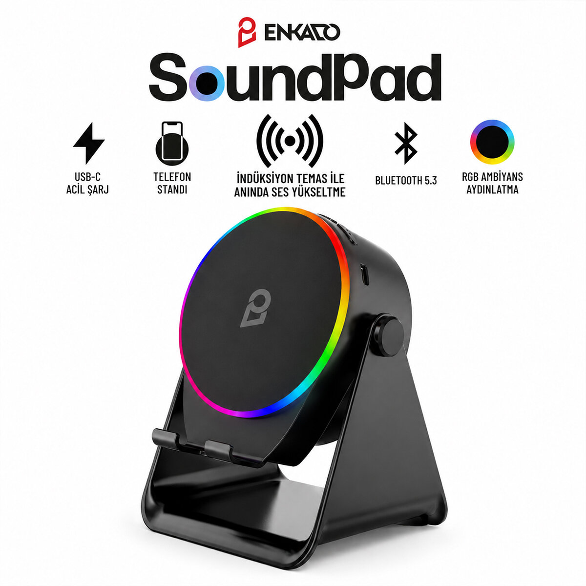 ENKADO EKD-S10 SOUNDPAD ( 5IN1 & 5W & 2000mAh) ( TEMAS İLE SES YÜKSELTME & TELEFON STAND & USB-C ŞARJ ) ( SİYAH ) İNDİKSİYON SES YÜKSELTİCİ BLUETOOTH HOPARLÖR ( SPEAKER )*20 ENKADO EKD-S10 SOUNDPAD ( 5IN1 & 5W & 2000mAh) ( TEMAS İLE SES YÜKSELTME & TELEFON STAND & USB-C ŞARJ ) ( SİYAH ) İNDİKSİYON SES YÜKSELTİCİ BLUETOOTH HOPARLÖR ( SPEAKER )*20