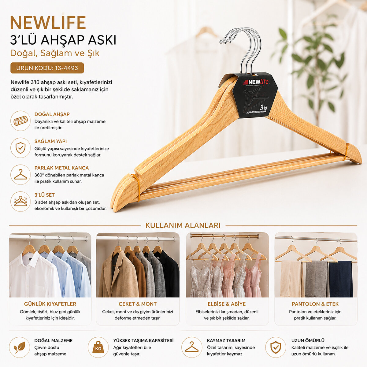 NEWLİFE CLKN-141 ( 3PCS ) ( HORTUMLU ) AHŞAP ASKI*40 NEWLİFE CLKN-141 ( 3PCS ) ( HORTUMLU ) AHŞAP ASKI*40