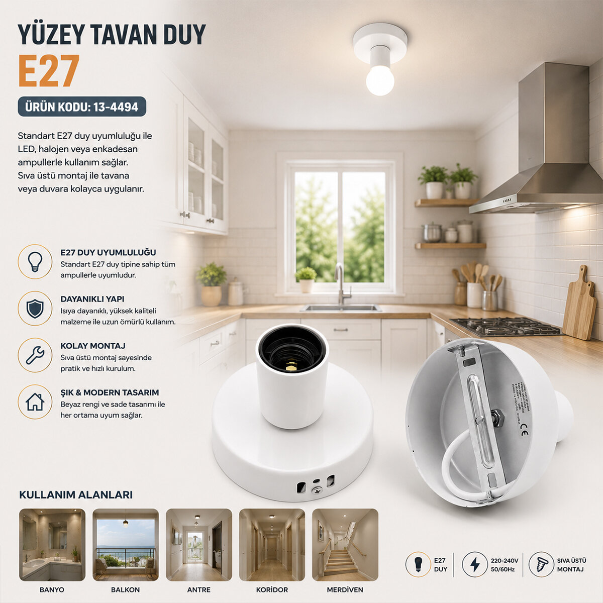 NİSALUCE E1318/2 ( E27 ) ( METAL ASKI APARAT ) TAVAN DUY*24 NİSALUCE E1318/2 ( E27 ) ( METAL ASKI APARAT ) TAVAN DUY*24