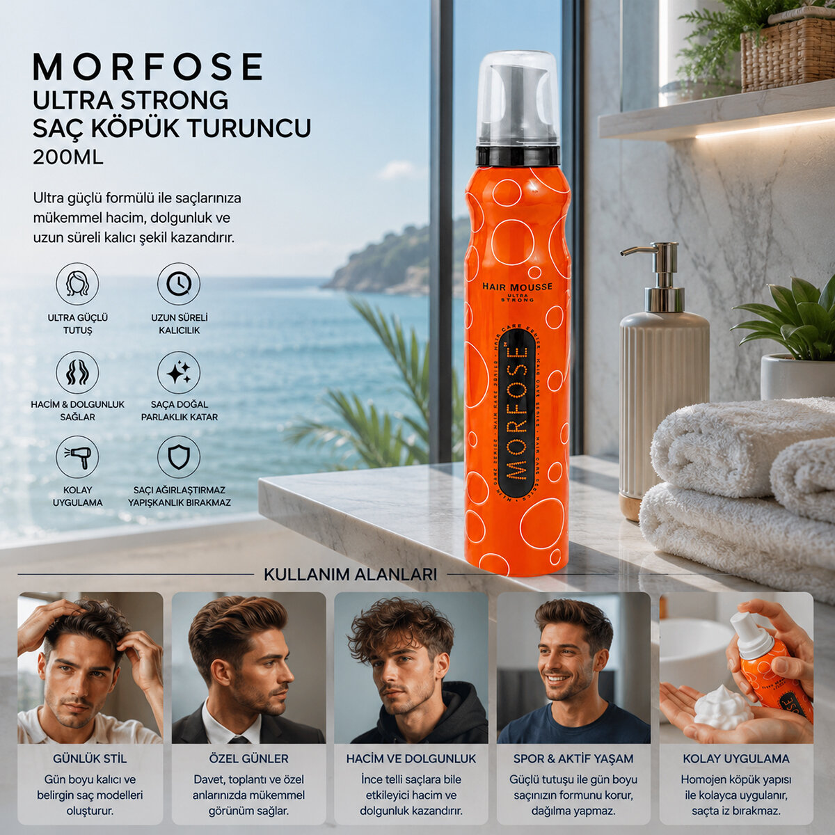 MORFOSE ( TUTUNCU ) ULTRA STRONG SAÇ KÖPÜK TURUNCU 200ML*12=K
