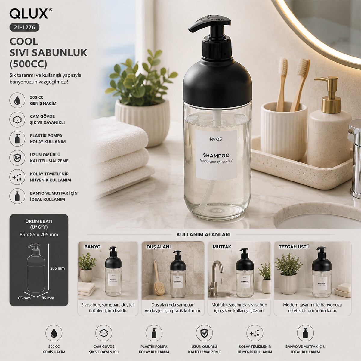 QLUX C-00572 COOL SIVI SABUNLUK CAM ( 660CC )*12=K