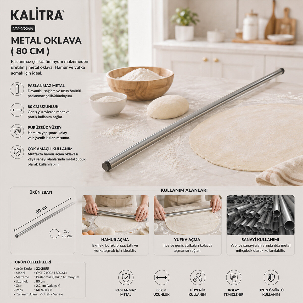 KALİTRA OKL-21002 ( 80CM ) ( ALÜMİNYUM ) METAL OKLAVA*25=K KALİTRA OKL-21002 ( 80CM ) ( ALÜMİNYUM ) METAL OKLAVA*25=K