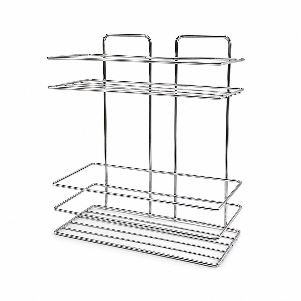 İBİCO K13-017 ( 2 KATLI & DİKDÖRTGEN ) ( KROM ) ( METAL ) BANYO KÖŞELİK & DUŞKABİN RAF & ŞAMPUANLIK*12=K