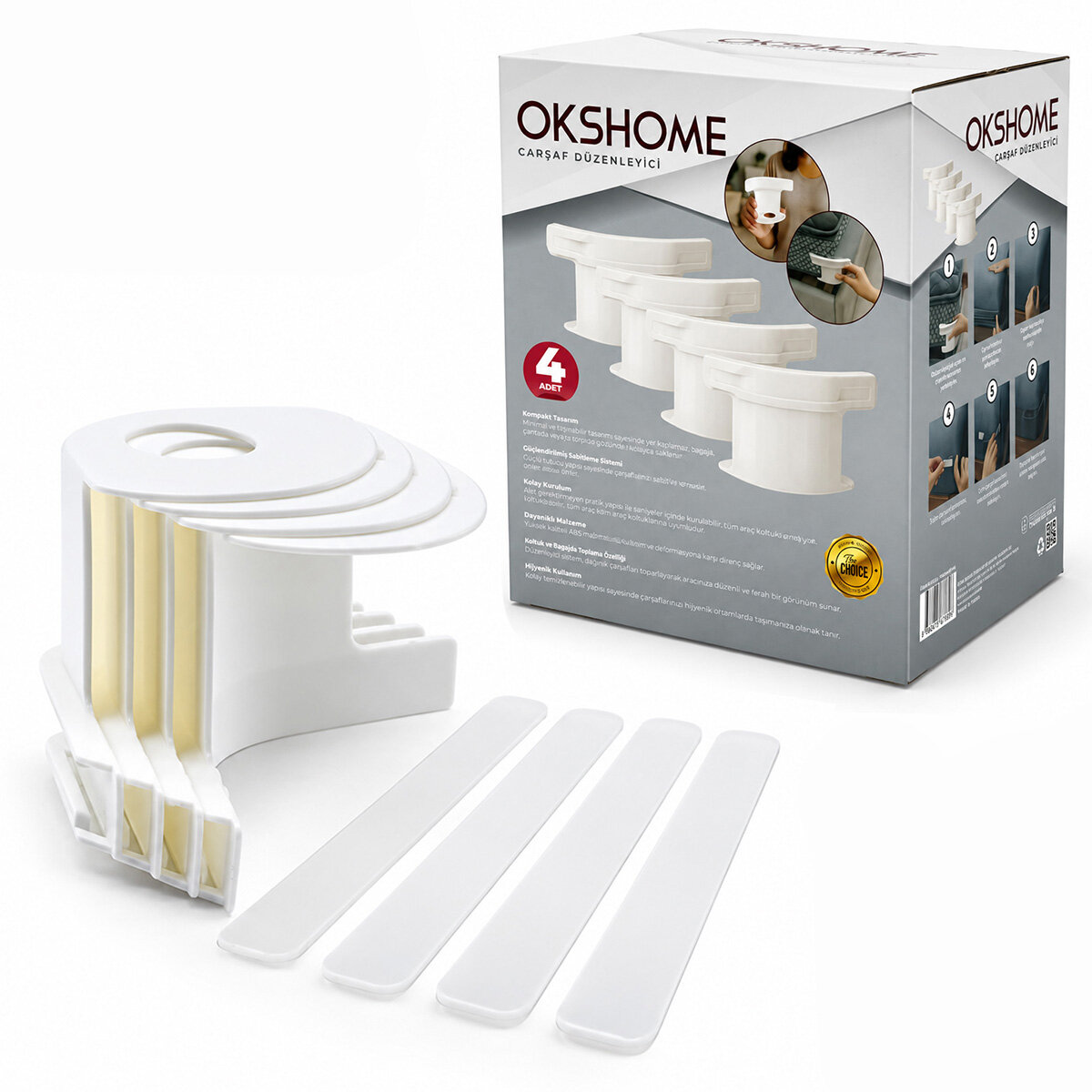 OKSHOME OKS-CRS-01 ( 4PCS KÖŞELİK ) ( KAYMAZ TASARIM ) ( ÇARŞAF DÜZENLEYİCİ & SABİTLEYİCİ GÖZÜKMEZ ÇARŞAF ) ÇARŞAFMATİK*24=K