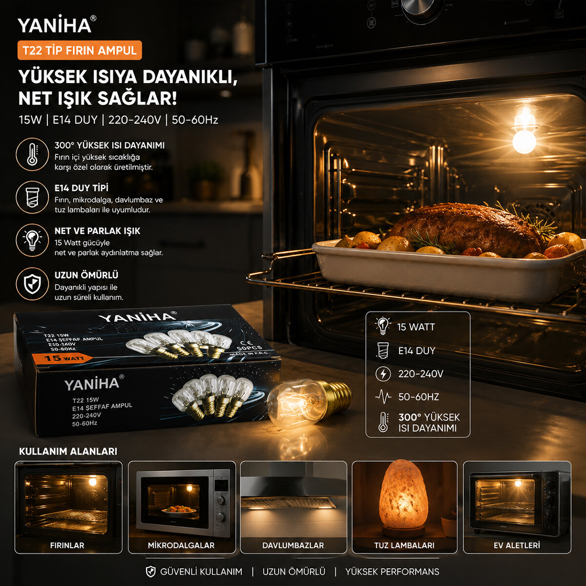 YANİHA T22 ( 15W & E14 ) FIRIN AMPUL*50X20 YANİHA T22 ( 15W & E14 ) FIRIN AMPUL*50X20