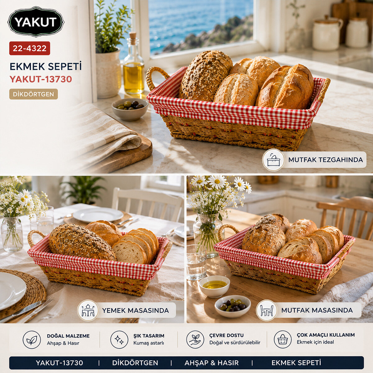 YAKUT-13730 ( DİKDÖTGEN ) ( AHŞAP & HASIR ) EKMEK & ÇOK AMAÇLI SEPET*120 YAKUT-13730 ( DİKDÖTGEN ) ( AHŞAP & HASIR ) EKMEK & ÇOK AMAÇLI SEPET*120