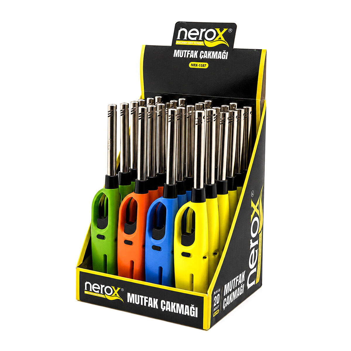 NEROX NRX-1587 OCAK MUTFAK ÇAKMAK ( RENKLİ PLASTİK )*20X6