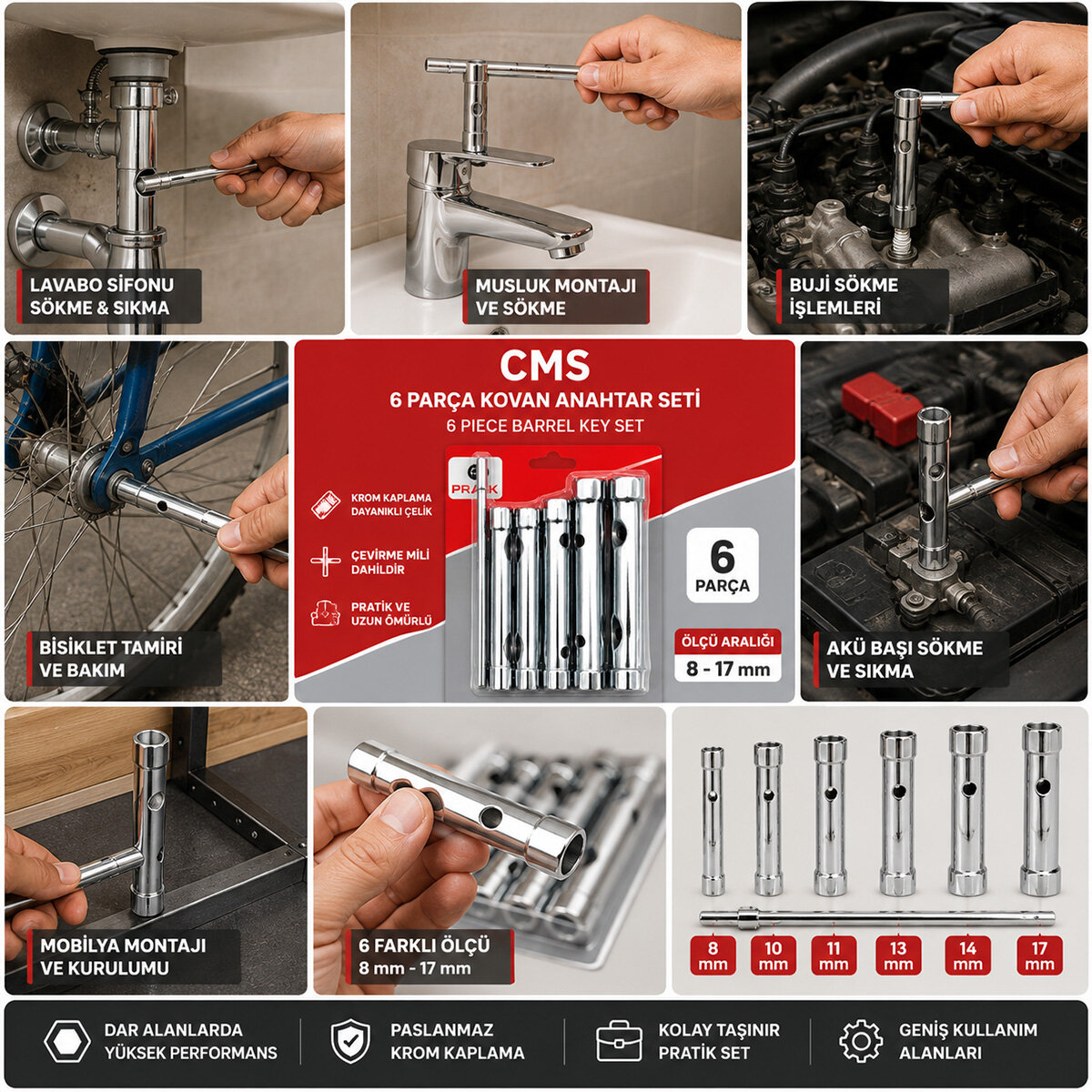 CMS ( 6PCS ) KOVAN ANAHTARI SETİ*100 CMS ( 6PCS ) KOVAN ANAHTARI SETİ*100