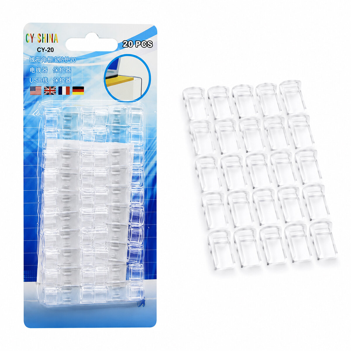 İBİCO İ10-014 CY-20 ( 20PCS ) ( İNCE KABLO ) KABLO TUTUCU KLİPS (YAPIŞKANLI) ( ŞEFFAF PLASTİK MİKA KRİSTAL )*20X25