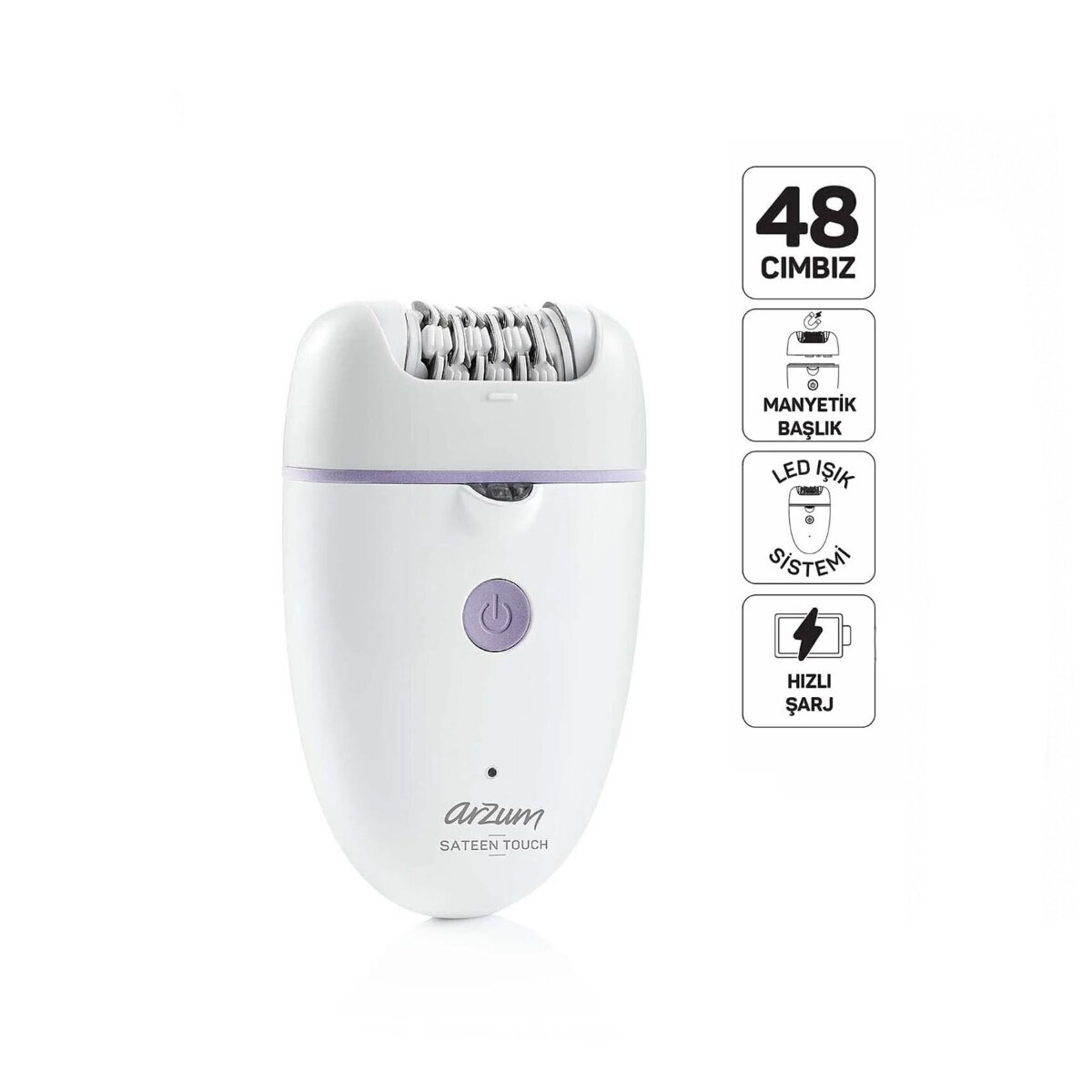 ARZUM AR5173-02 EPİLATÖR EPİLASYON CİHAZI ( 48 CIMBIZ ) ( MANYETİK BAŞLIK ) ( LED IŞIK SİSTEM & HIZLI ŞARJ )*6