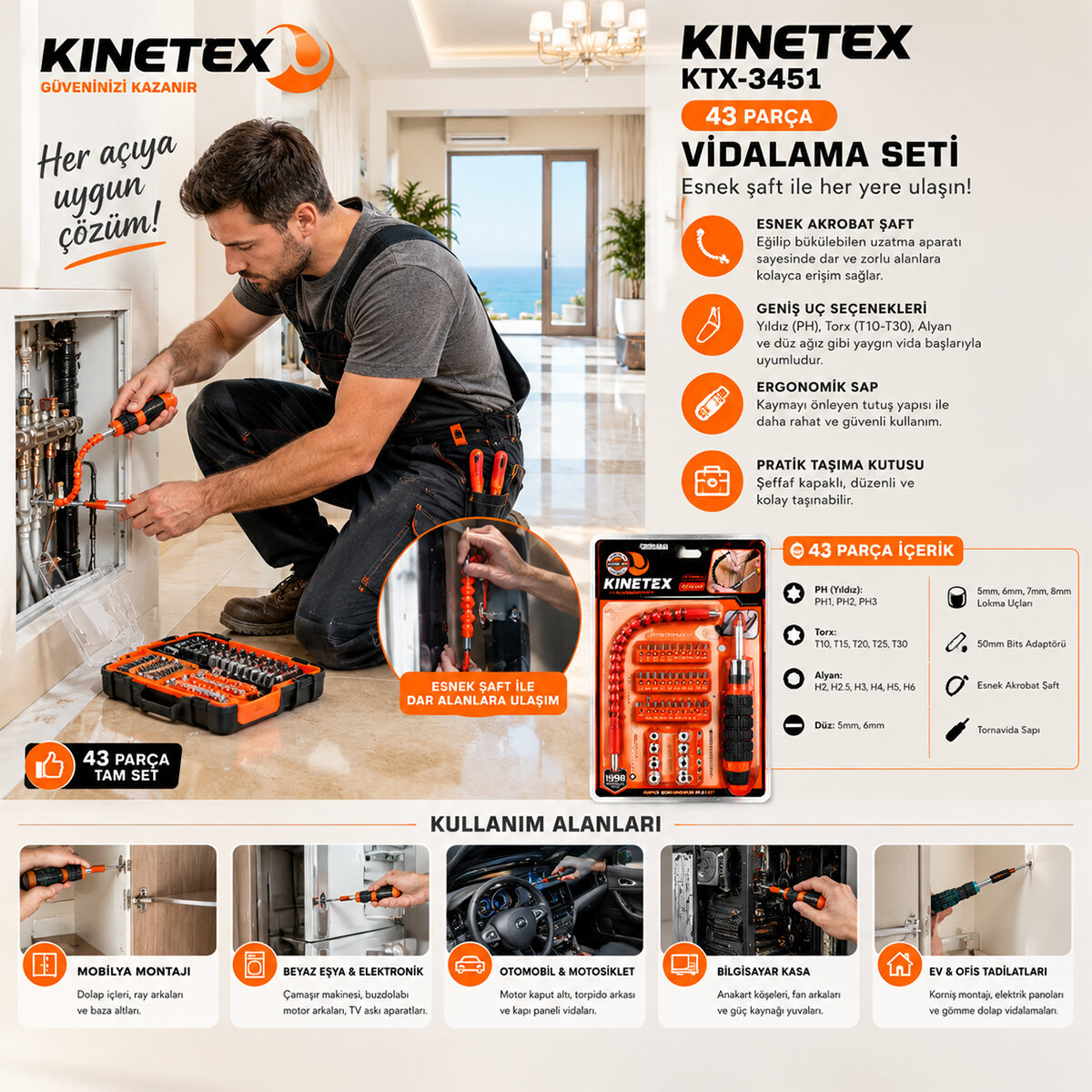 KINETEX KTX-3451 ( 43PCS ) ( SİLİKON SAP ) AKROBAT UZATMALI TORNAVİDA BİTS SETİ ( MANYETİK UÇ TUTUCU )*36 KINETEX KTX-3451 ( 43PCS ) ( SİLİKON SAP ) AKROBAT UZATMALI TORNAVİDA BİTS SETİ ( MANYETİK UÇ TUTUCU )*36